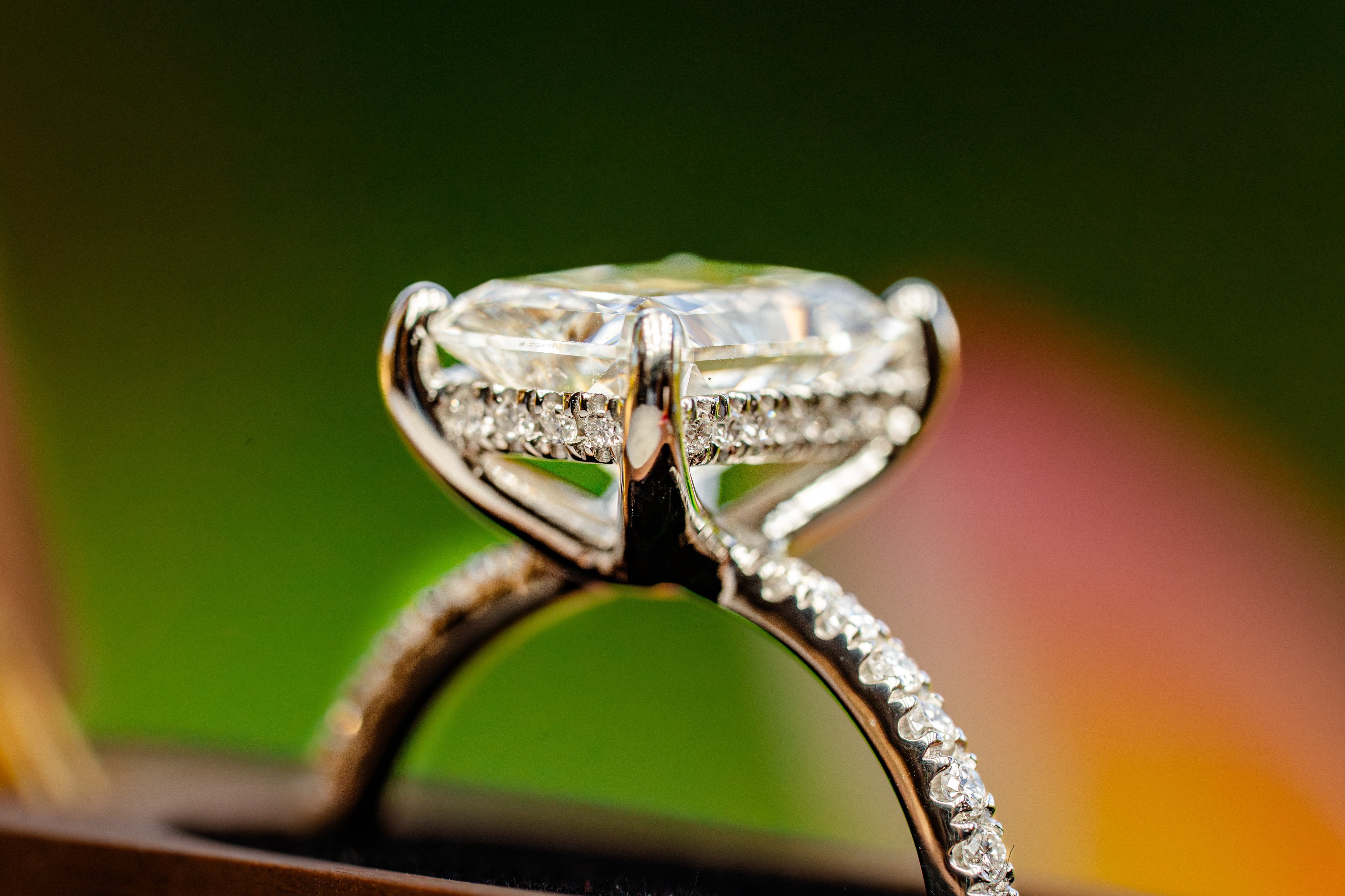 Custom 4ct Radiant Diamond Platinum Ring with Hidden Halo