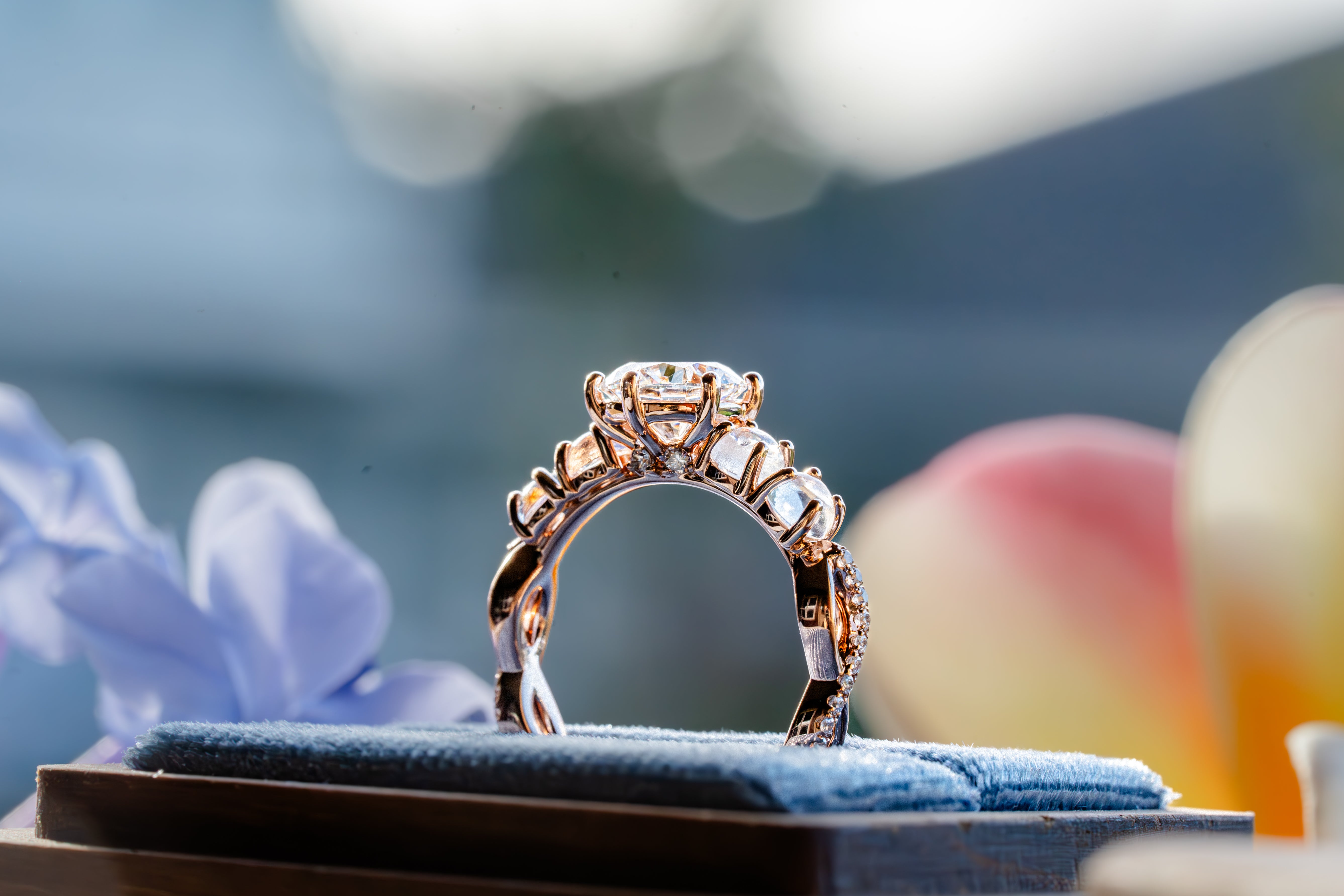 Custom Moonstone Engagement Ring