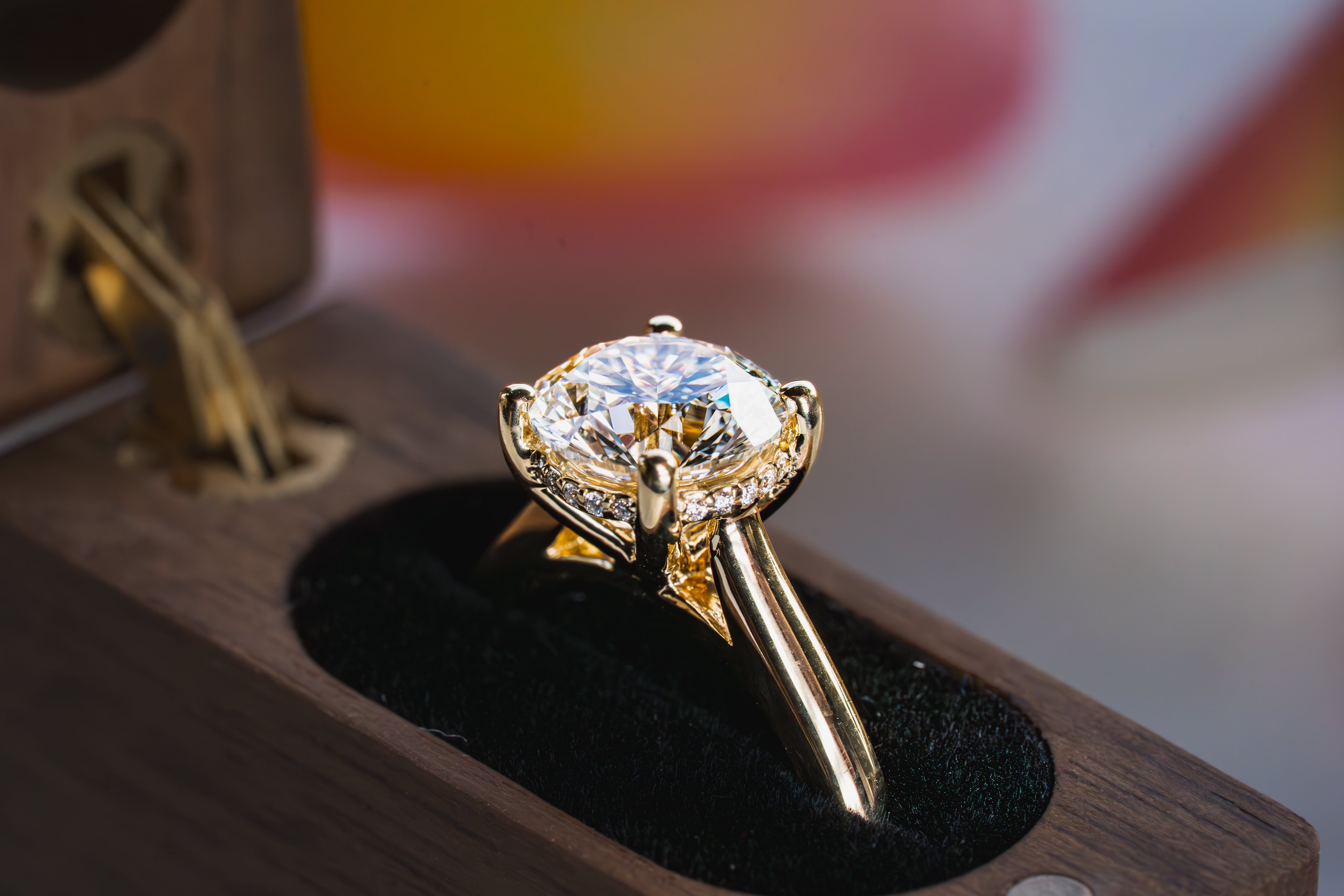 Custom Round Diamond Hidden Halo Engagement Ring