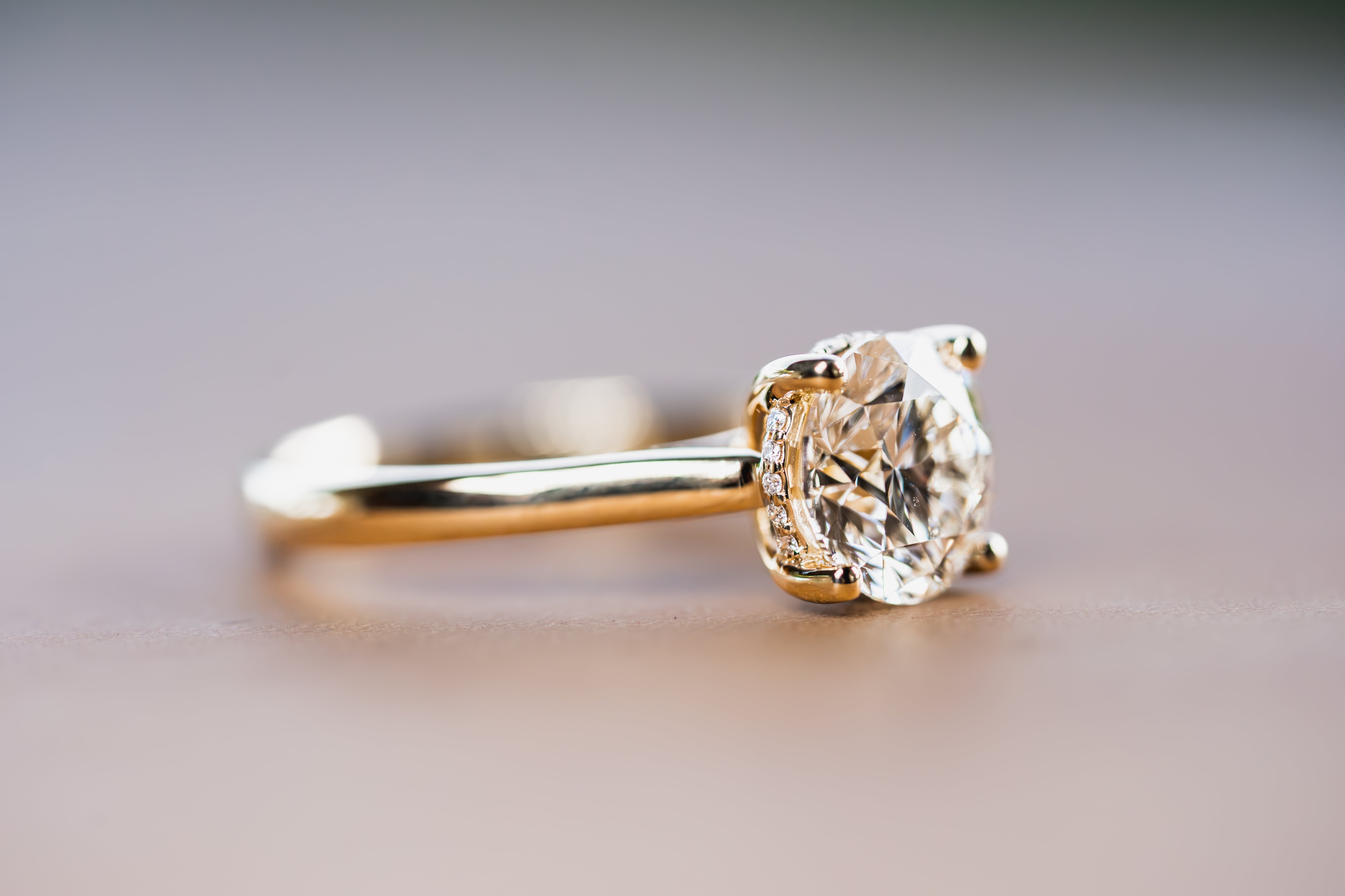 Custom Round Diamond Hidden Halo Engagement Ring