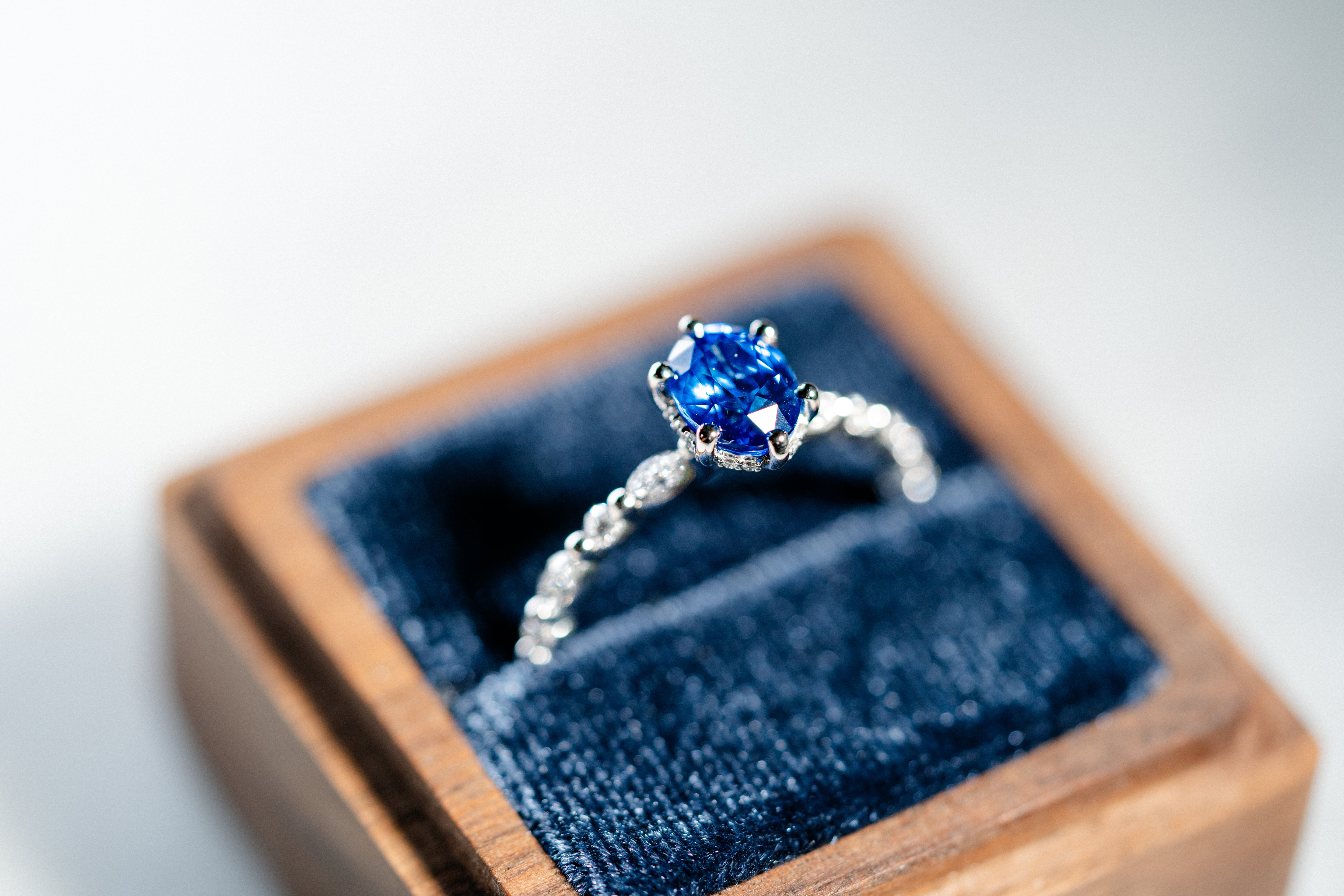 Custom 50th Anniversary Blue Sapphire Engagement Ring