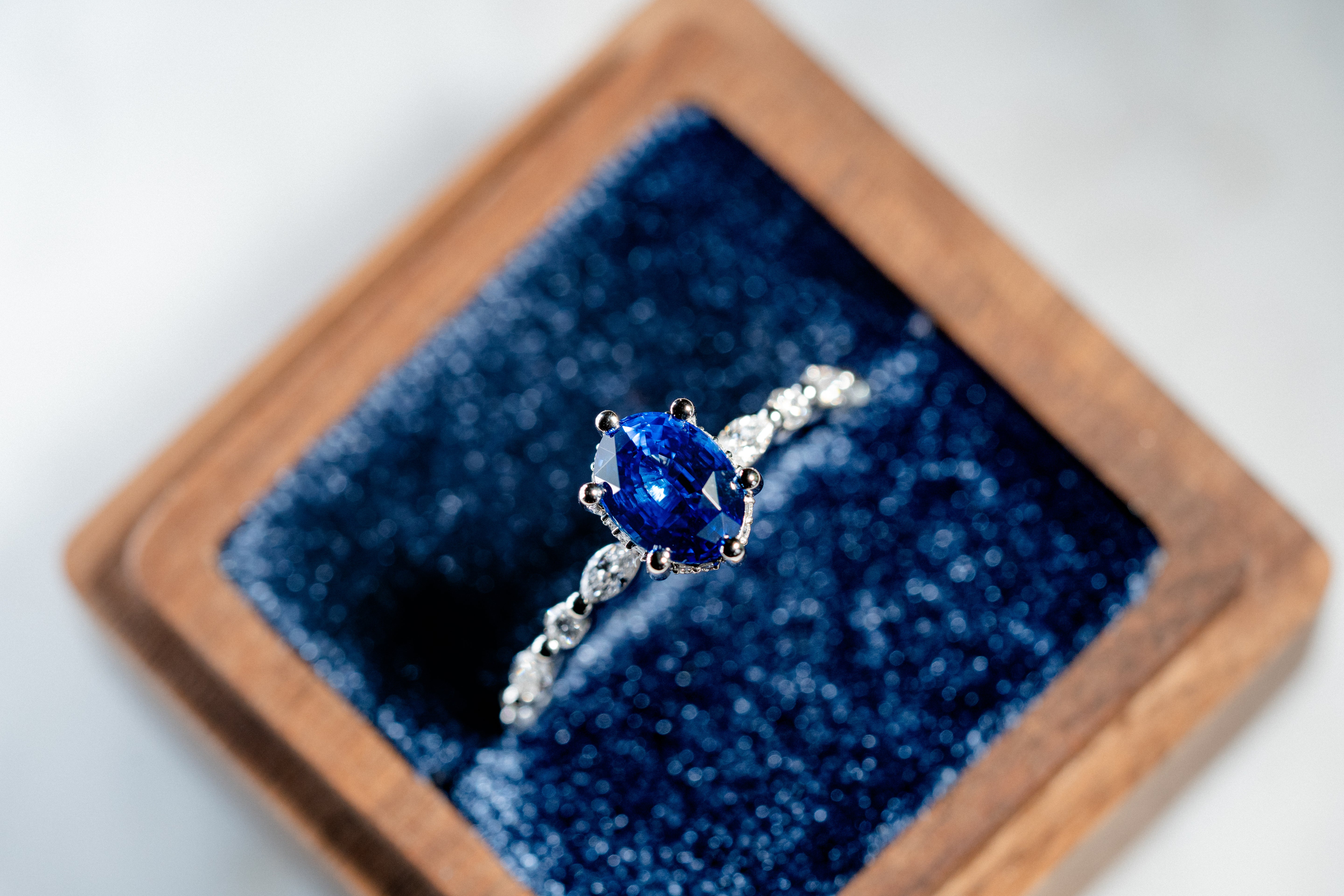 Custom 50th Anniversary Blue Sapphire Engagement Ring