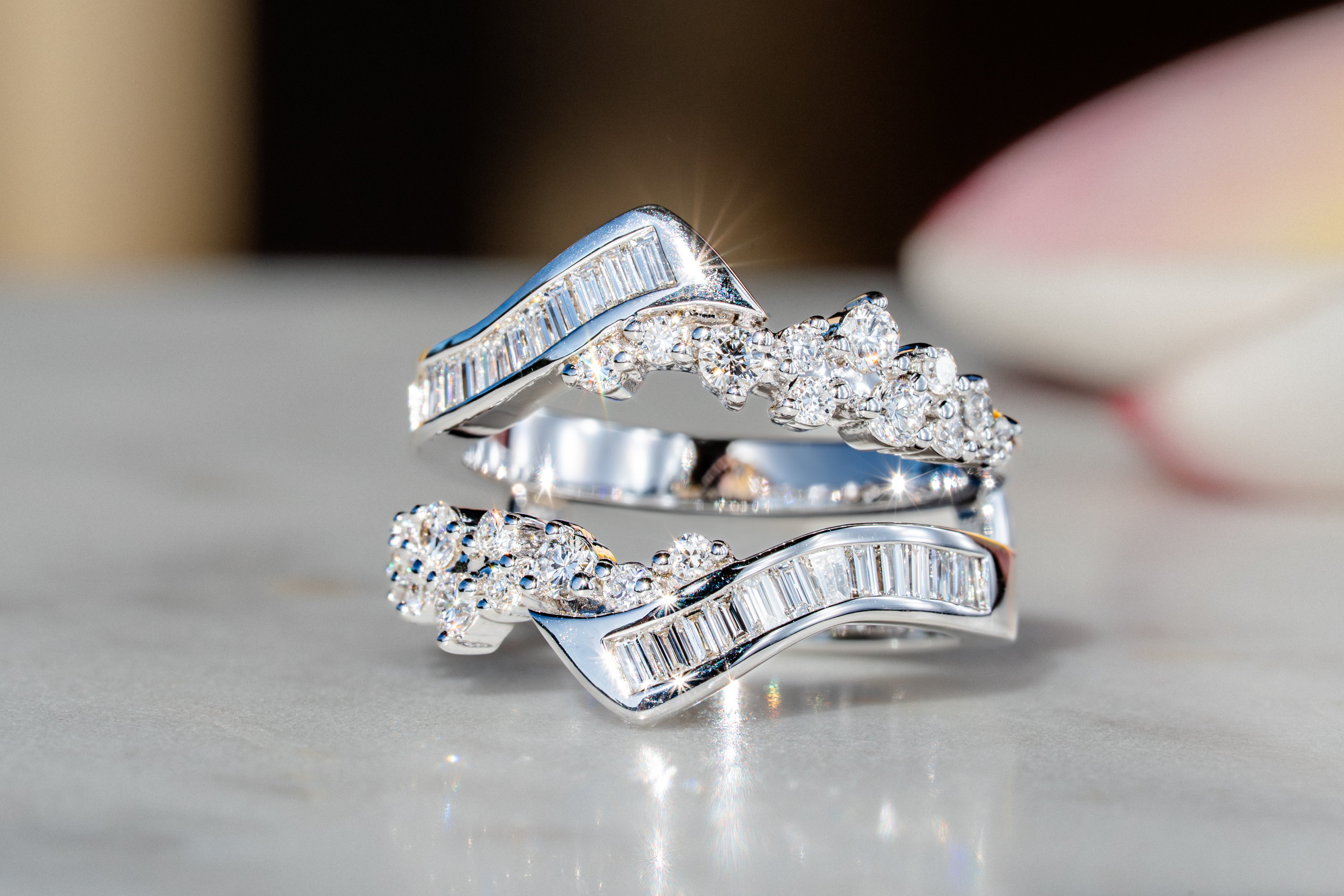 Custom White Wash Diamond Ring Guard