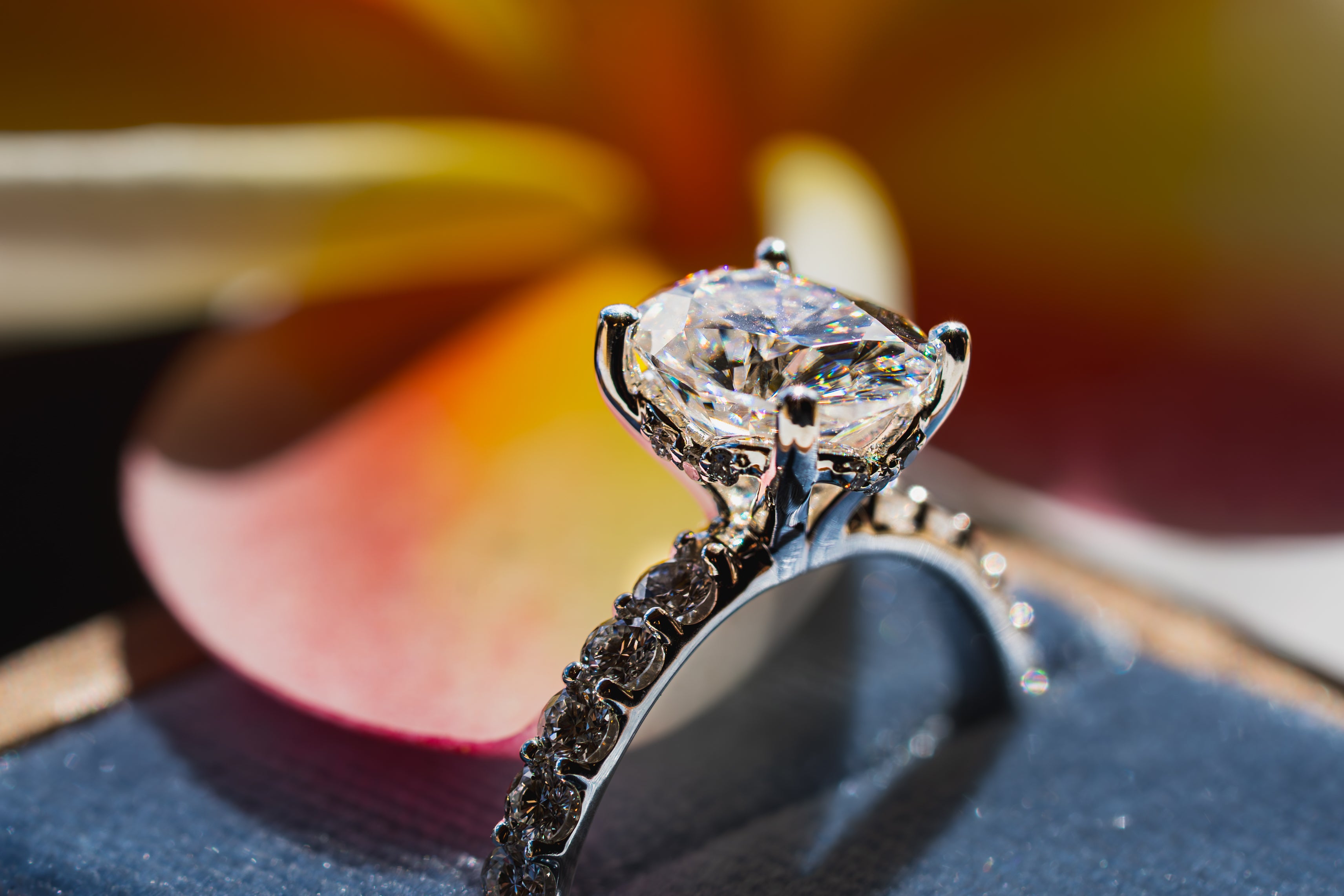 Custom Oval Accented Diamond Engagement Ring