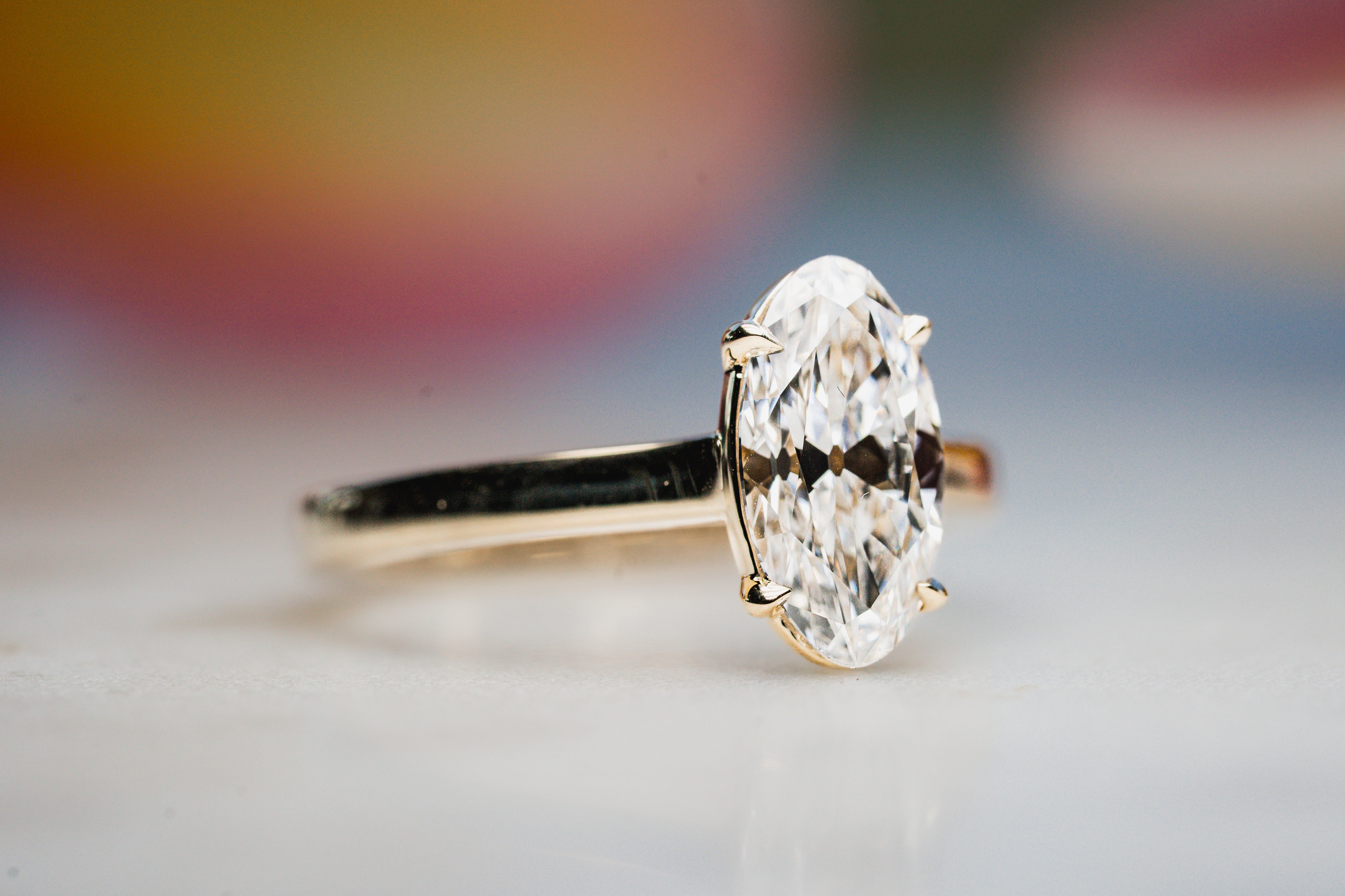 Custom Elongated Oval Solitaire Engagement Ring