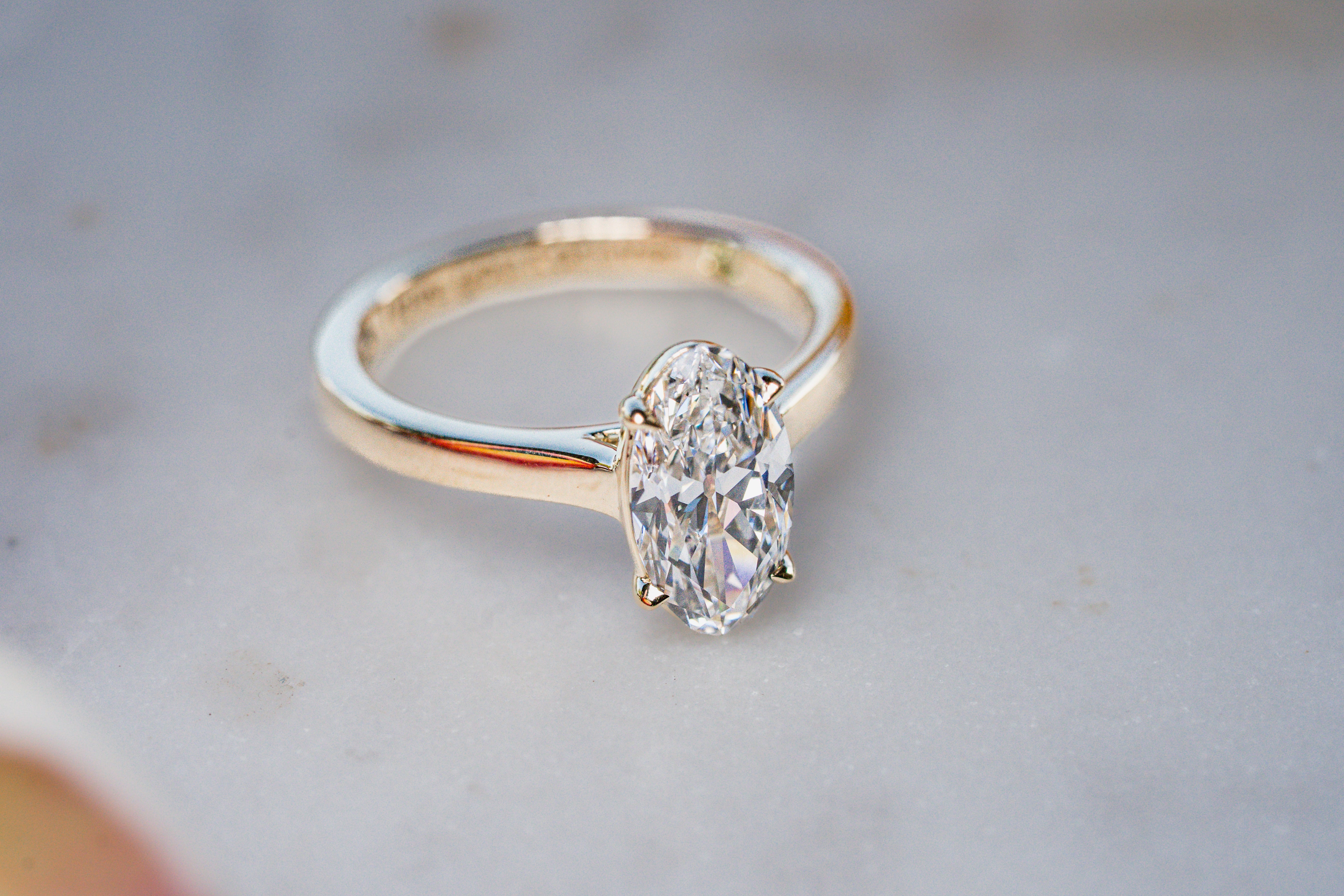 Custom Elongated Oval Solitaire Engagement Ring