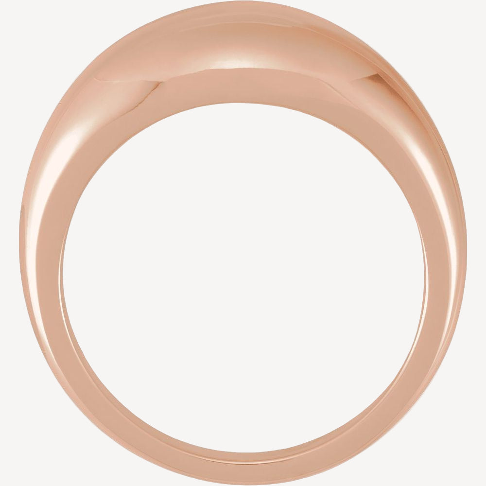 Rose gold ring on a white background