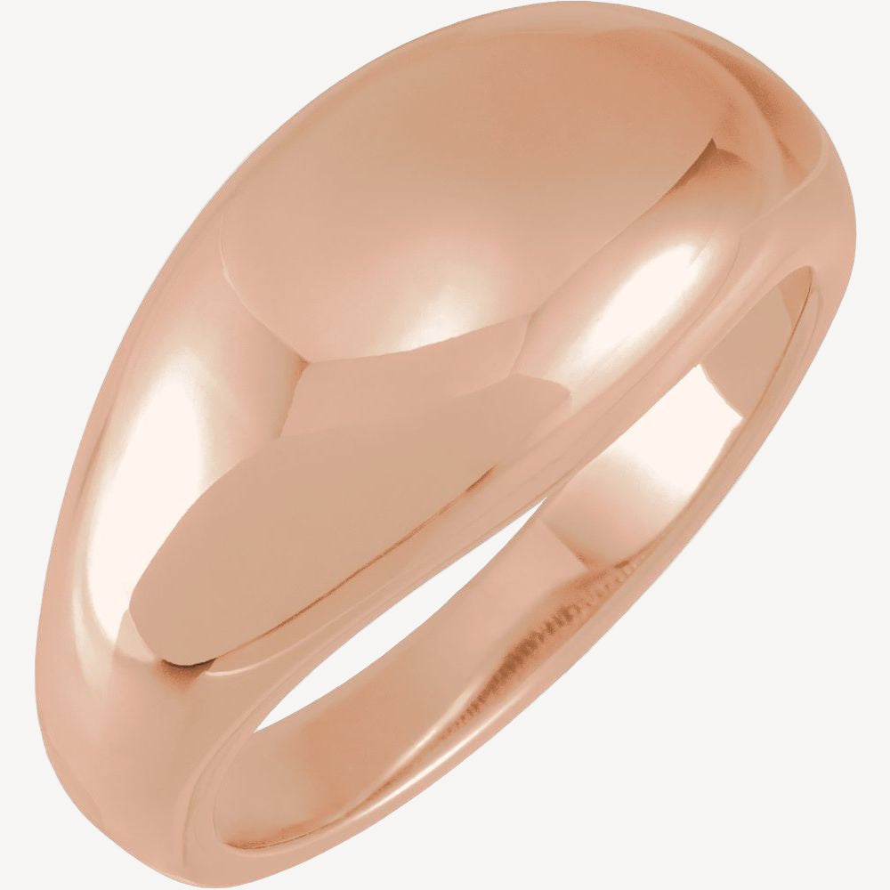 Rose gold ring on a white background