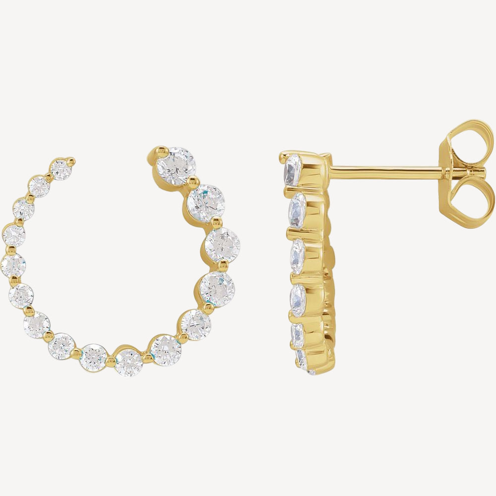 Diamond Front Back Earrings