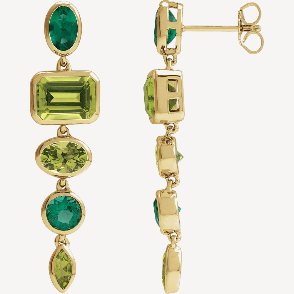 Peridot & Emerald Dangle Earrings