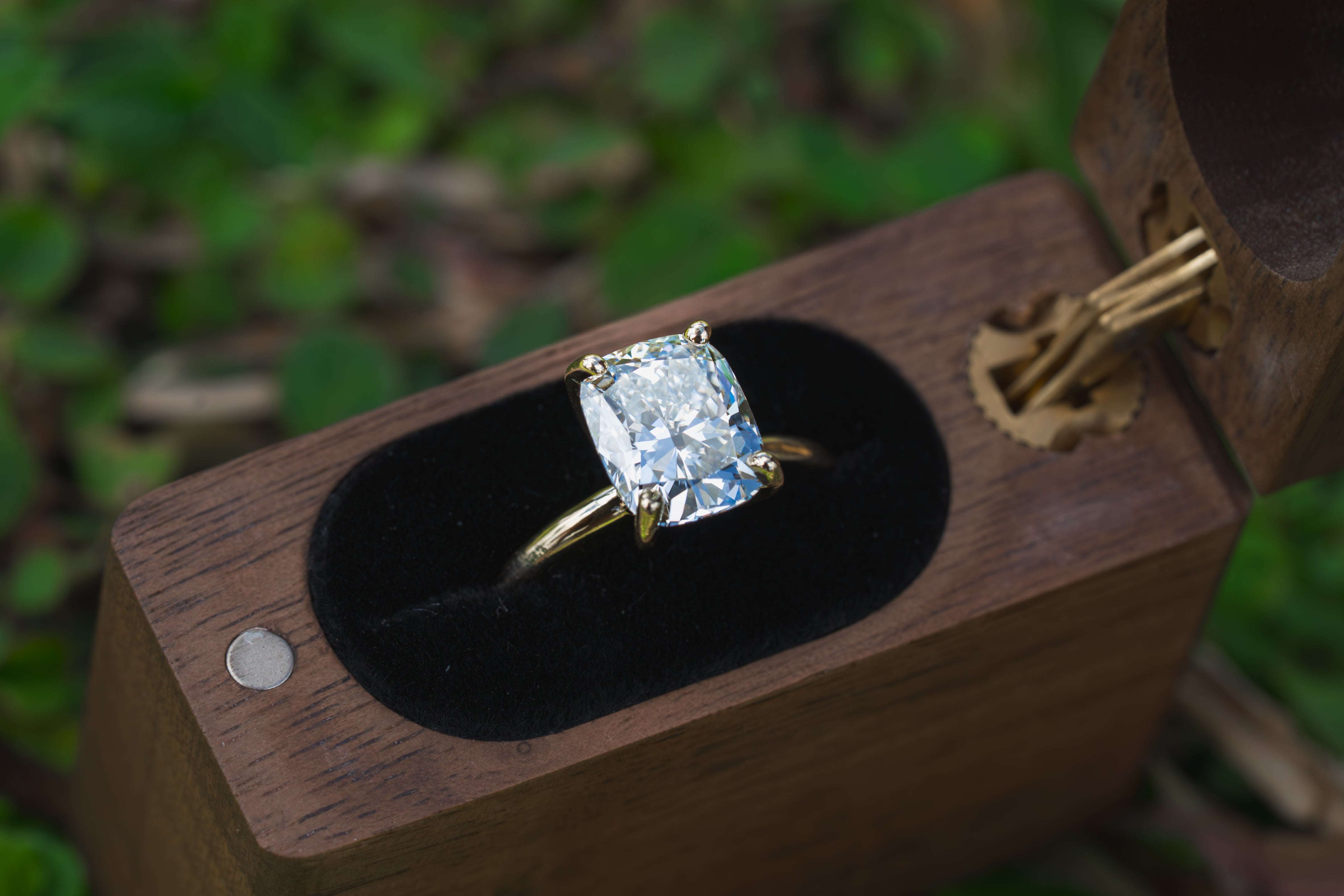 Custom Elongated Cushion Cut Solitaire Engagement Ring