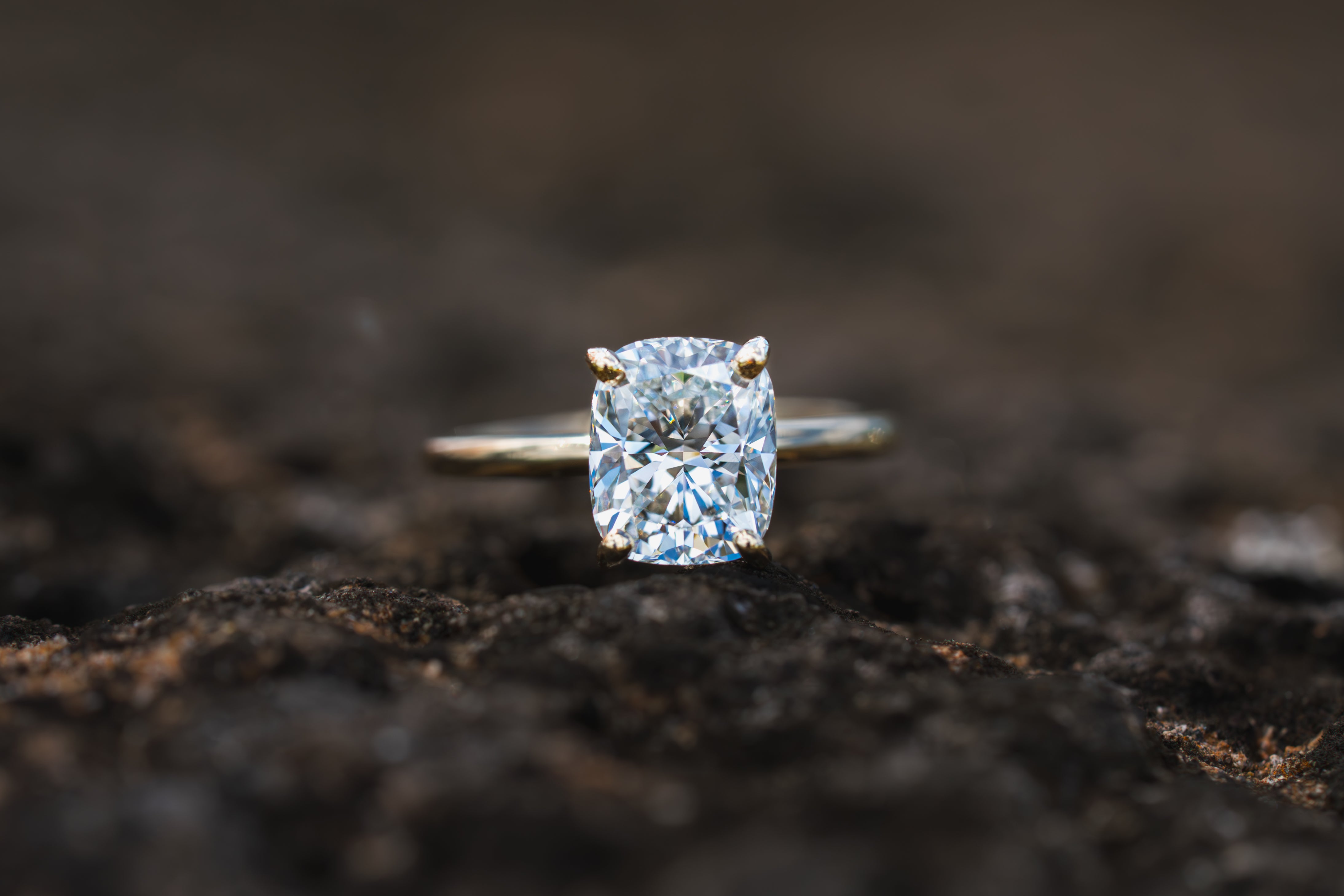 Custom Elongated Cushion Cut Solitaire Engagement Ring