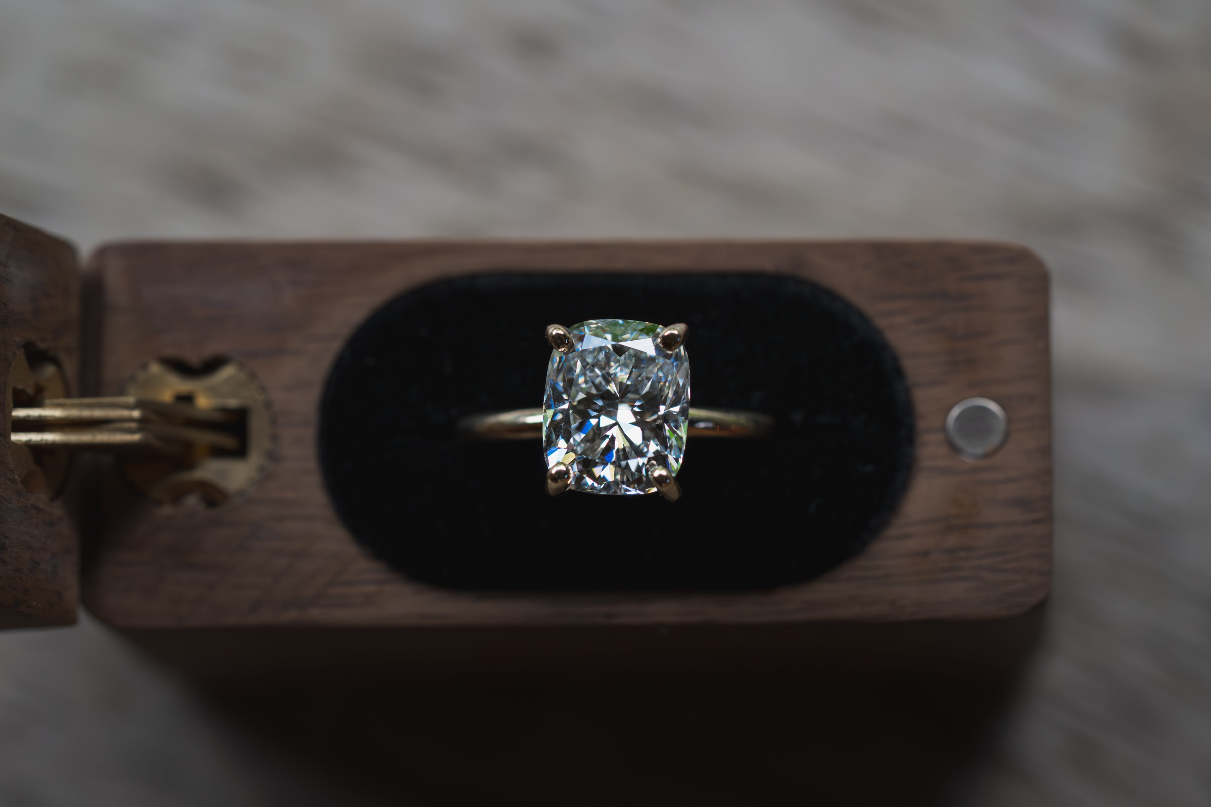 Custom Elongated Cushion Cut Solitaire Engagement Ring