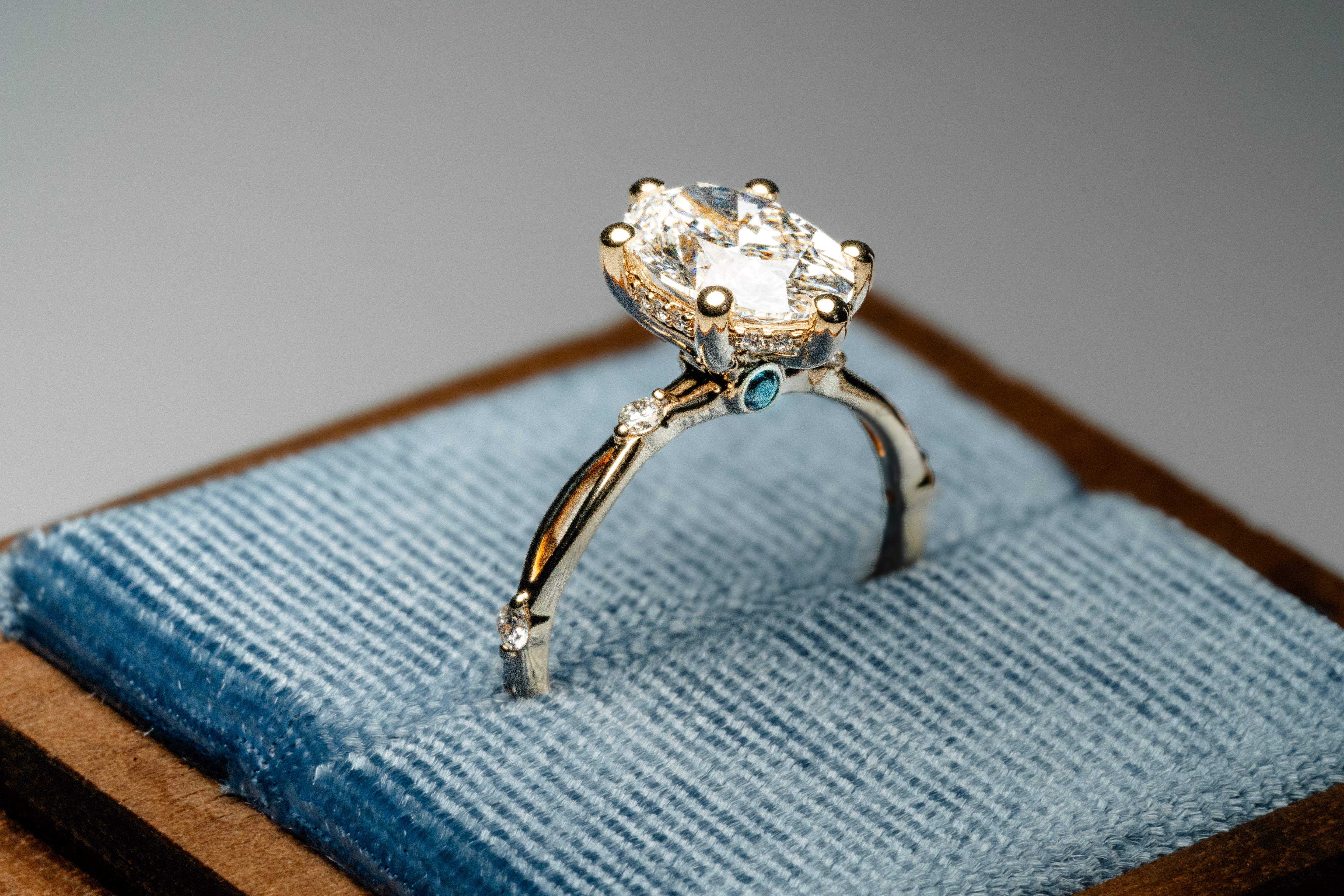 Custom Open Loop Diamond Engagement Ring with Peekaboo His & Hers Birthstones
