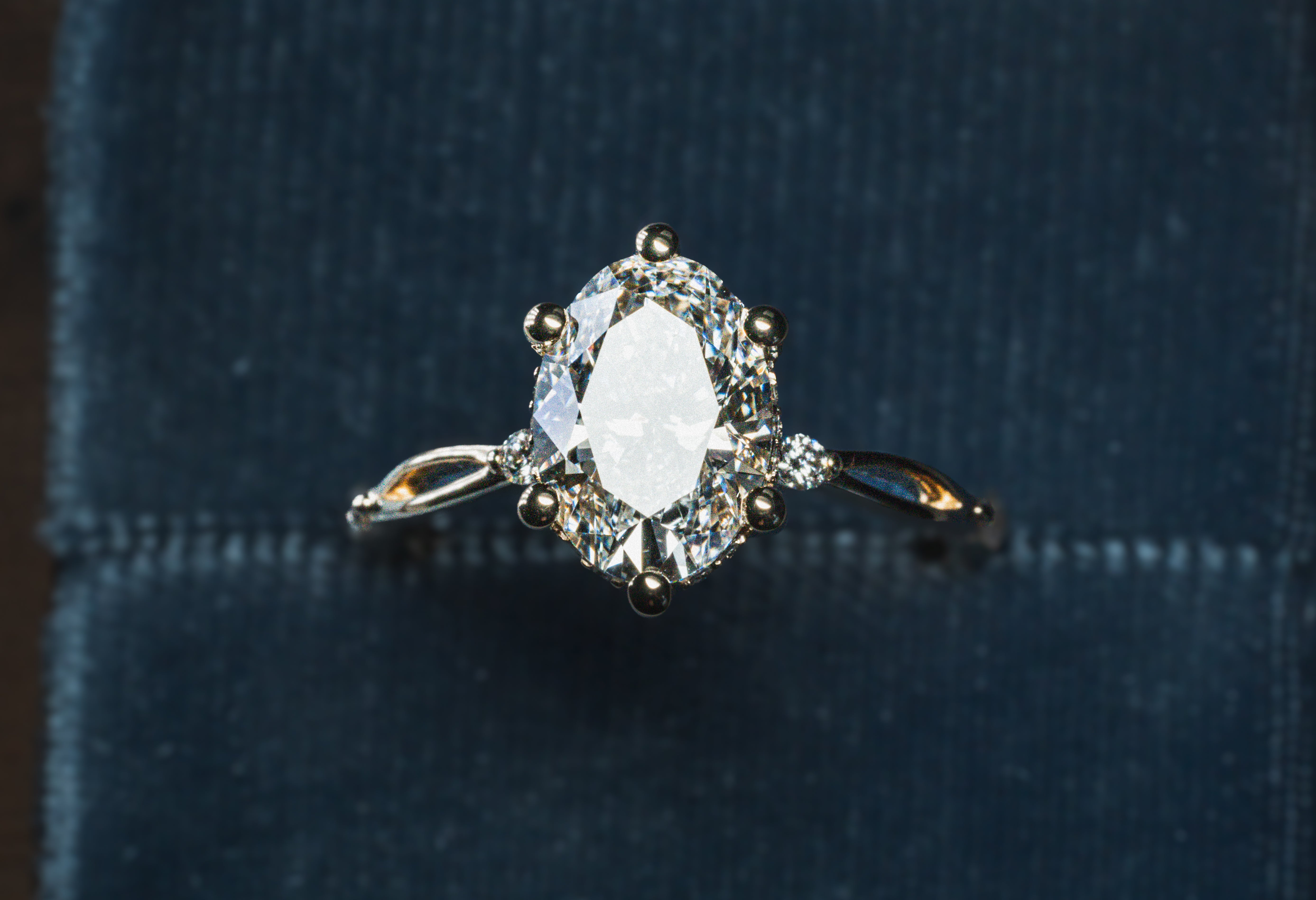 Custom Open Loop Diamond Engagement Ring with Peekaboo His & Hers Birthstones