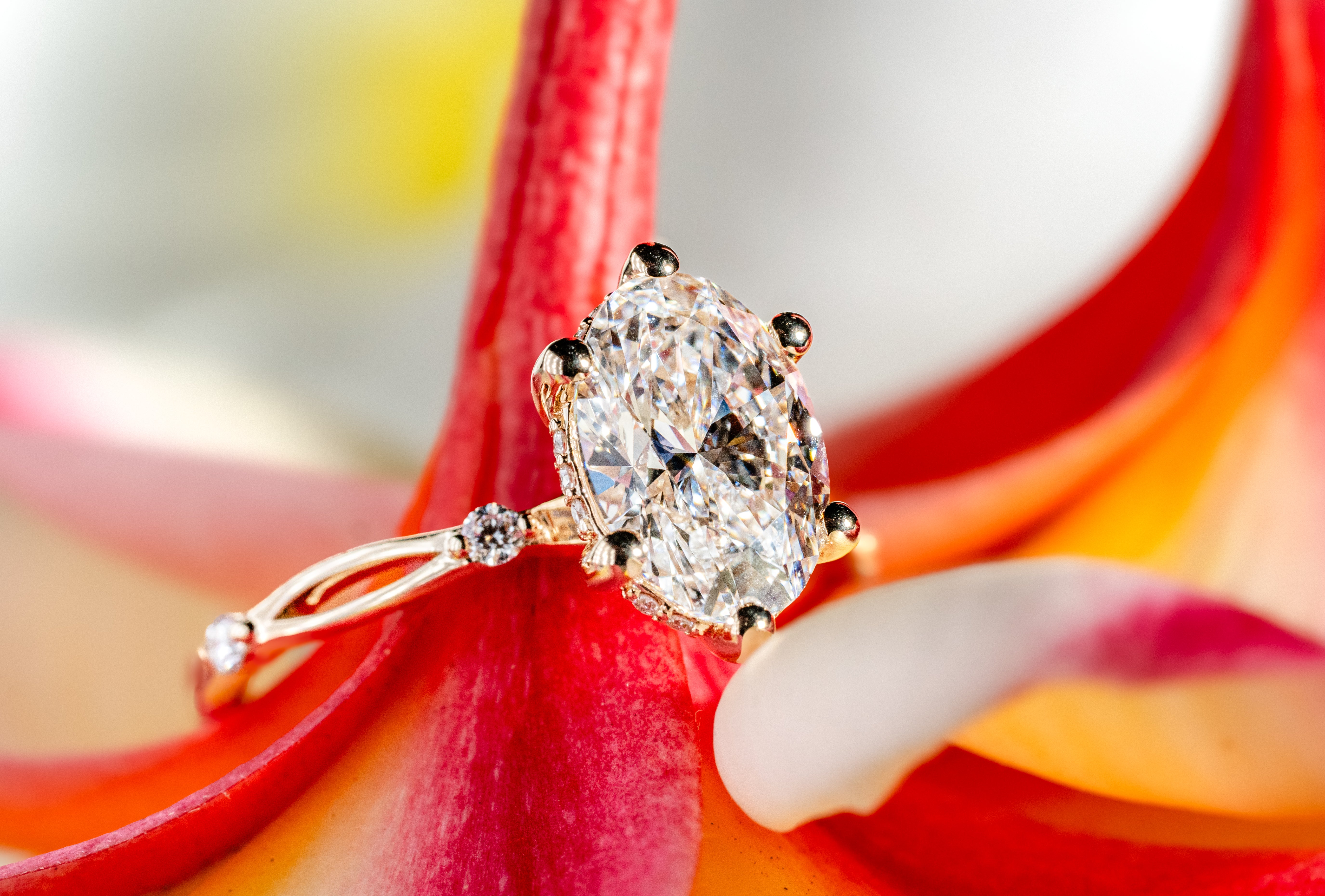 Custom Open Loop Diamond Engagement Ring with Peekaboo His & Hers Birthstones