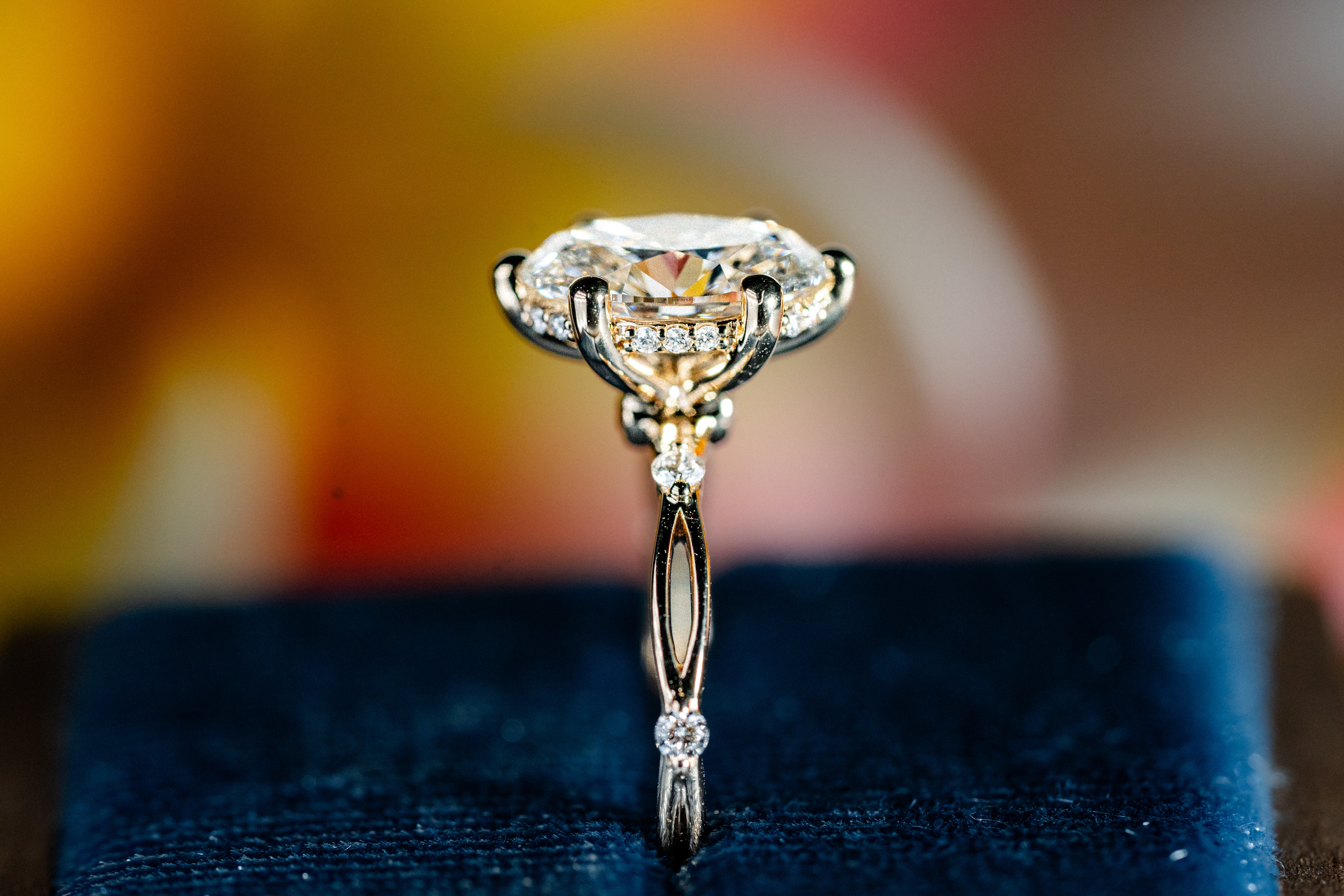 Custom Open Loop Diamond Engagement Ring with Peekaboo His & Hers Birthstones