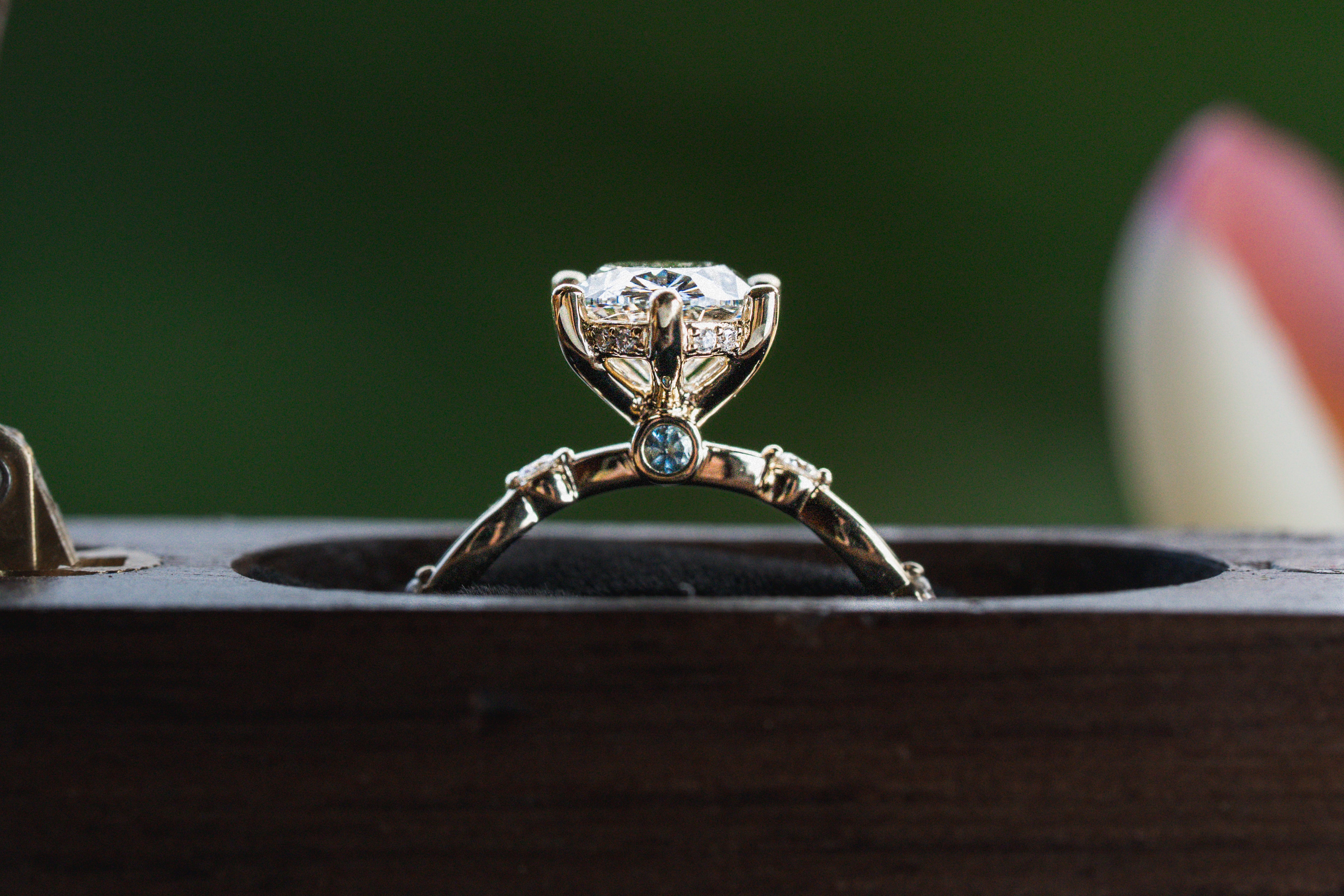 Custom Open Loop Diamond Engagement Ring with Peekaboo His & Hers Birthstones