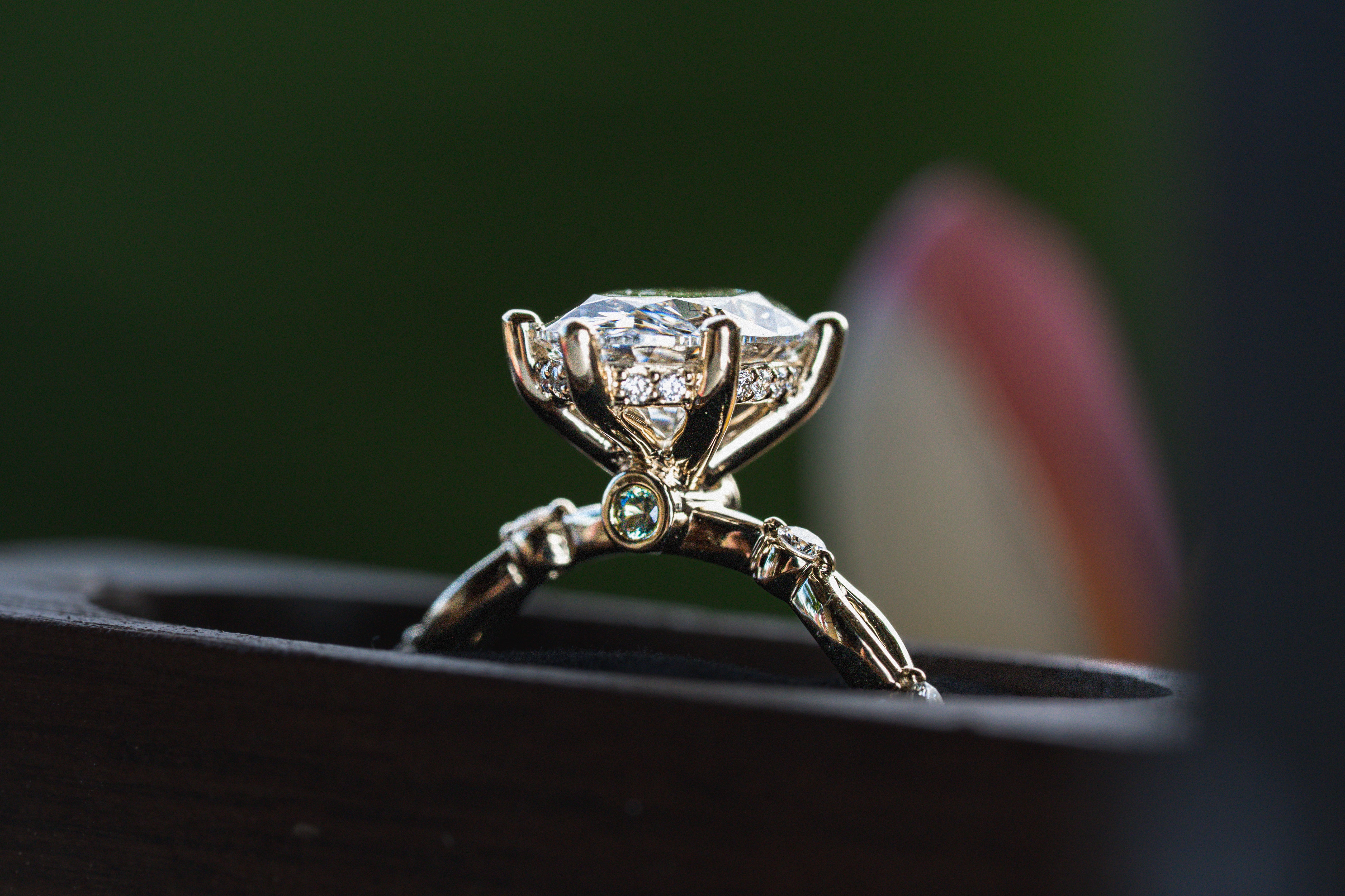 Custom Open Loop Diamond Engagement Ring with Peekaboo His & Hers Birthstones