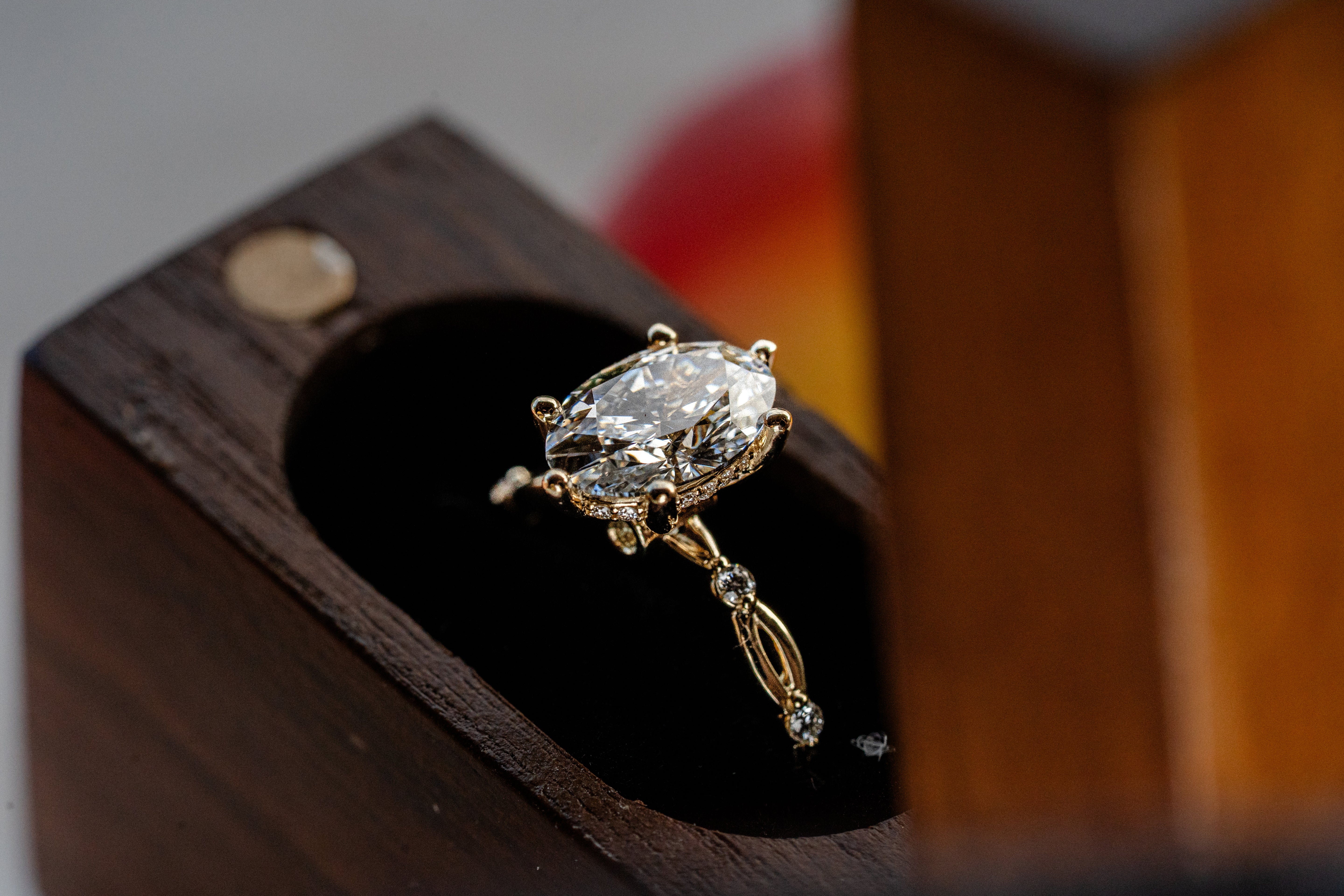 Custom Open Loop Diamond Engagement Ring with Peekaboo His & Hers Birthstones