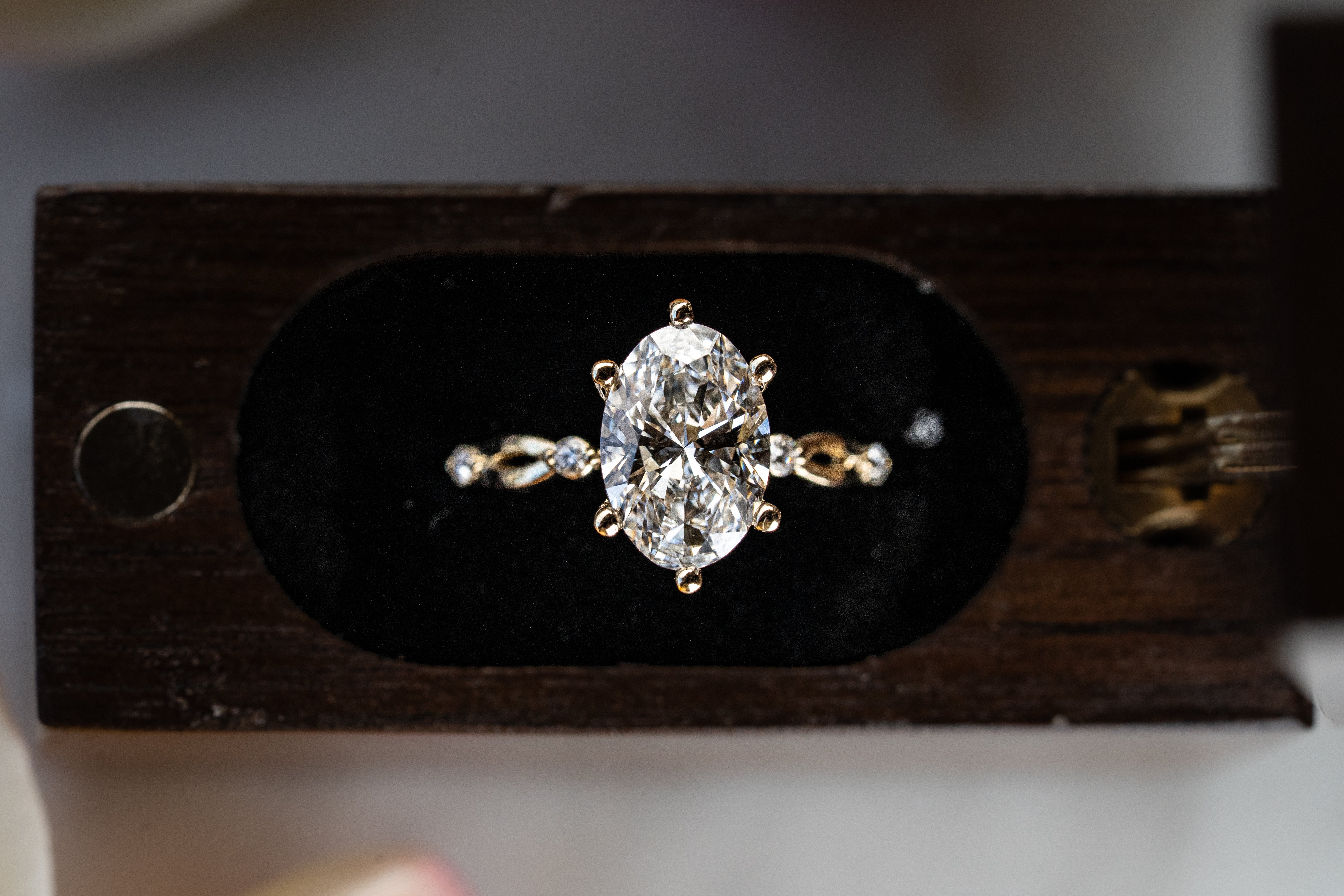 Custom Open Loop Diamond Engagement Ring with Peekaboo His & Hers Birthstones