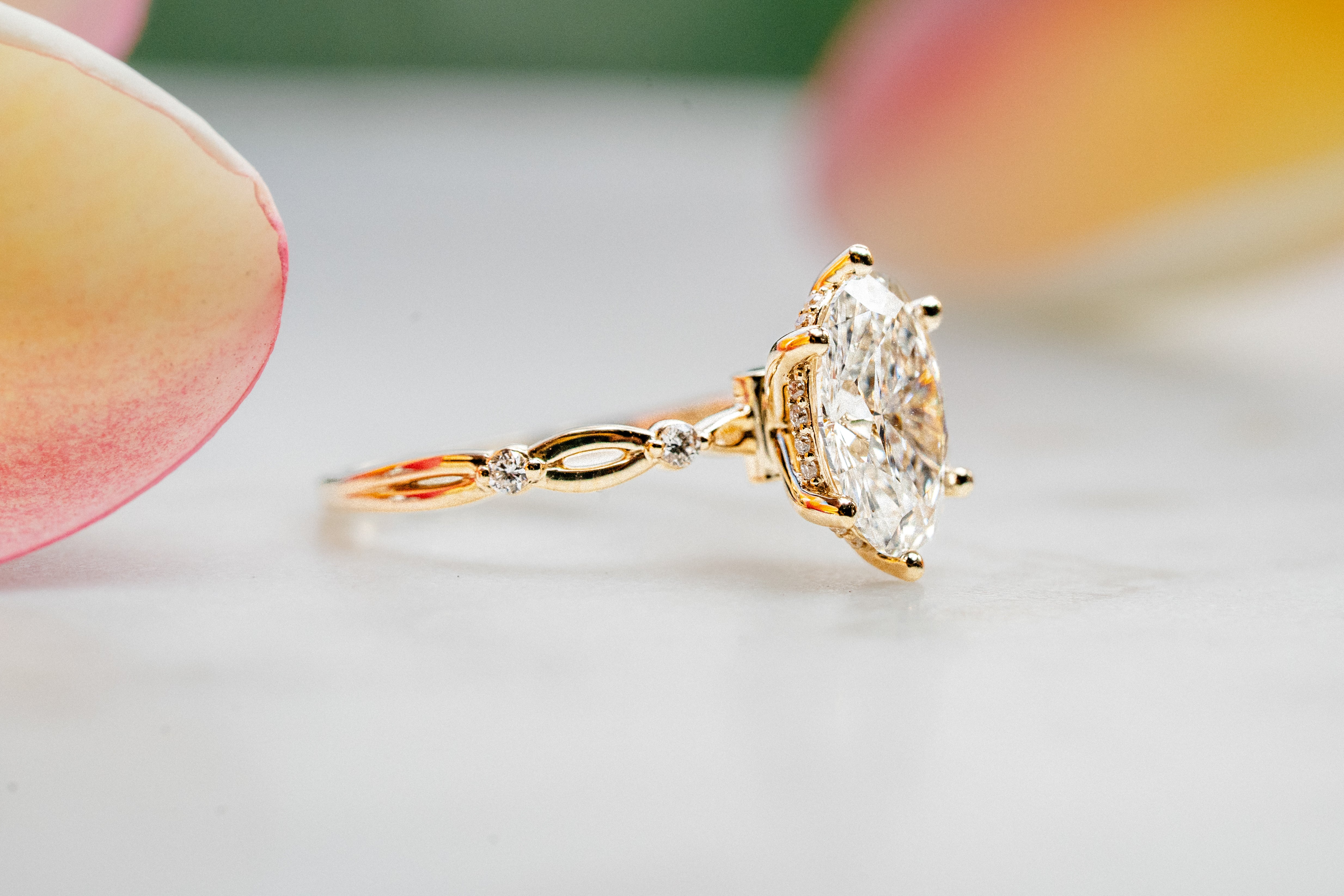 Custom Open Loop Diamond Engagement Ring with Peekaboo His & Hers Birthstones