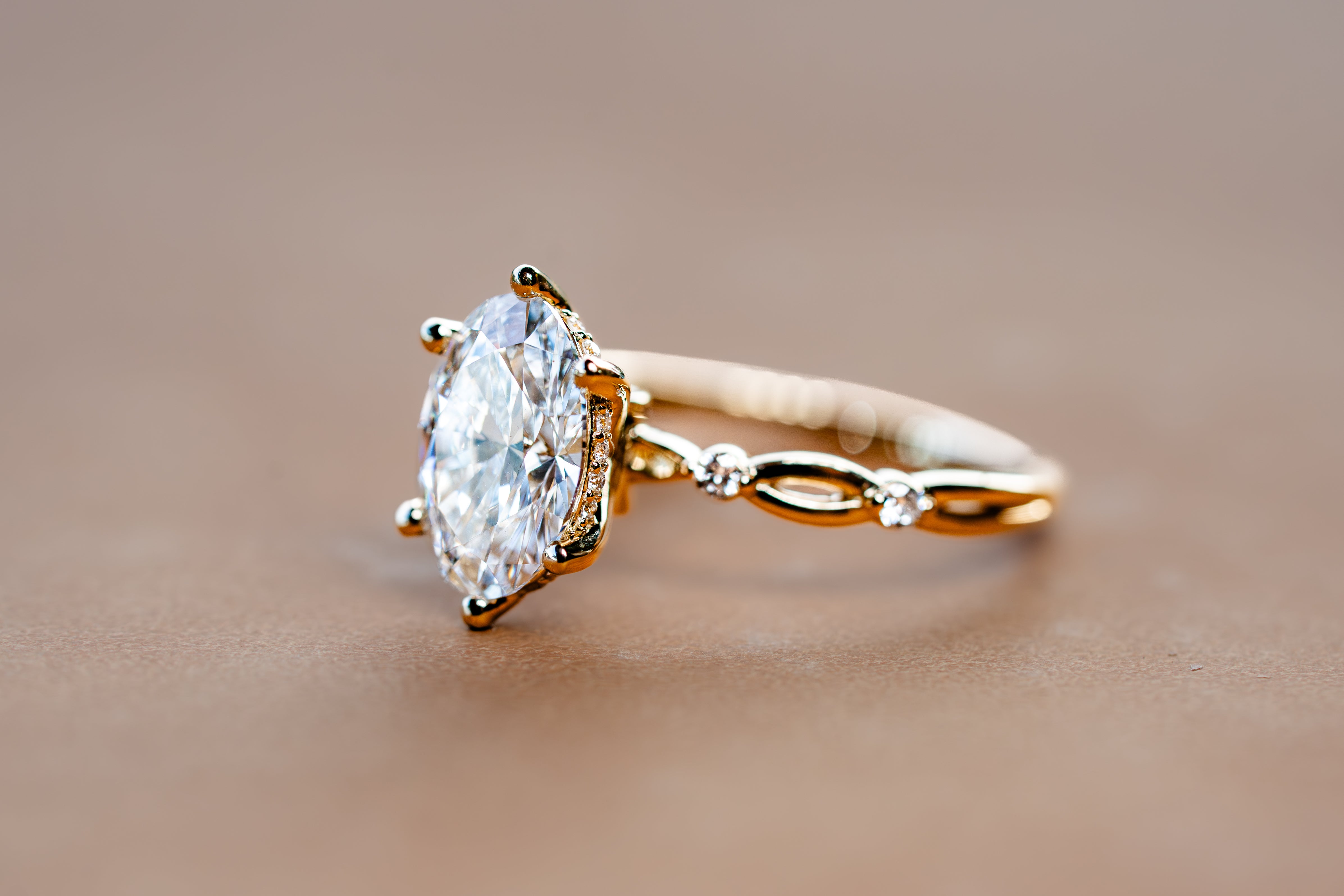 Custom Open Loop Diamond Engagement Ring with Peekaboo His & Hers Birthstones