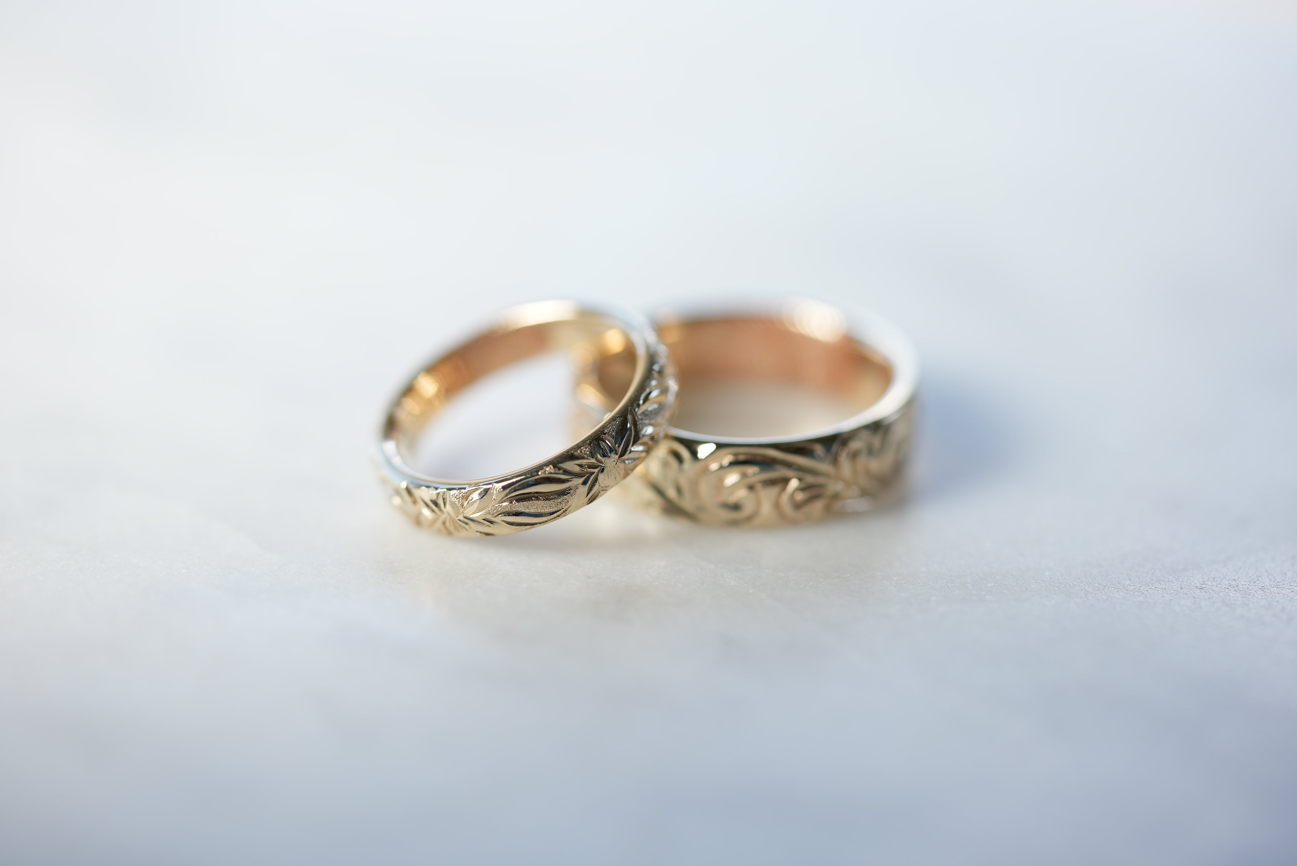Custom Hawaiian Heirloom His & Her Fingerprint Bands
