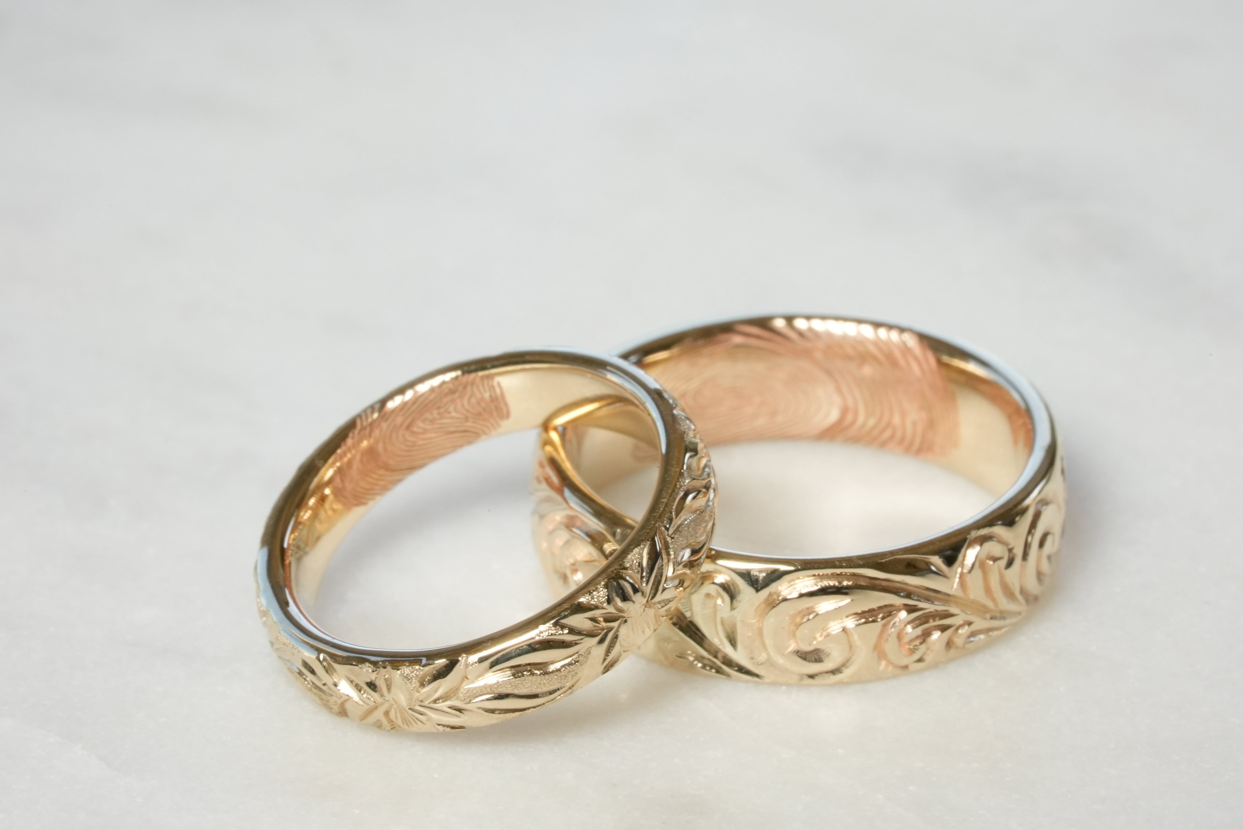 Custom Hawaiian Heirloom His & Her Fingerprint Bands