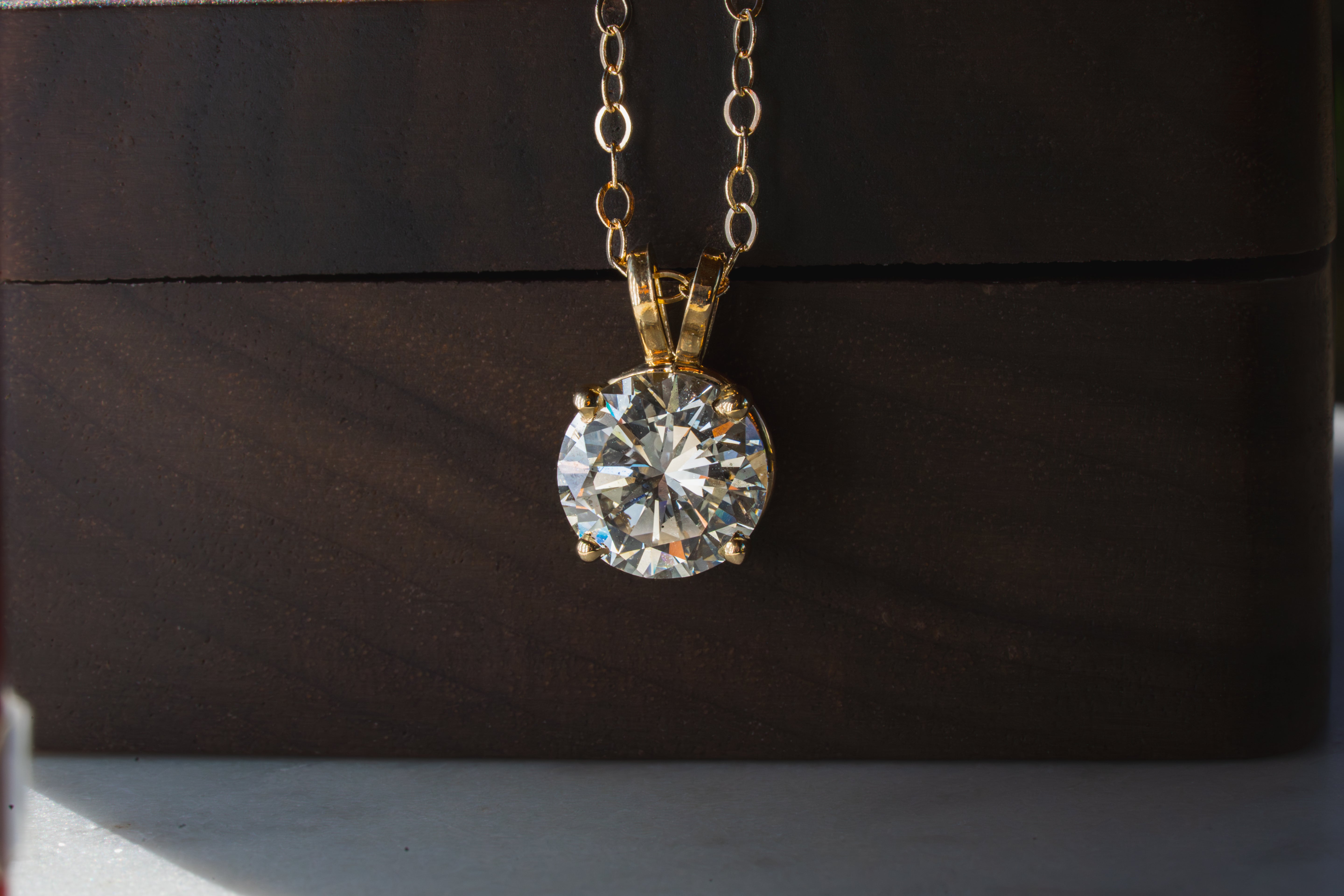 Custom Redesigned 3.6 Carat Diamond Pendant and Chain with Extender