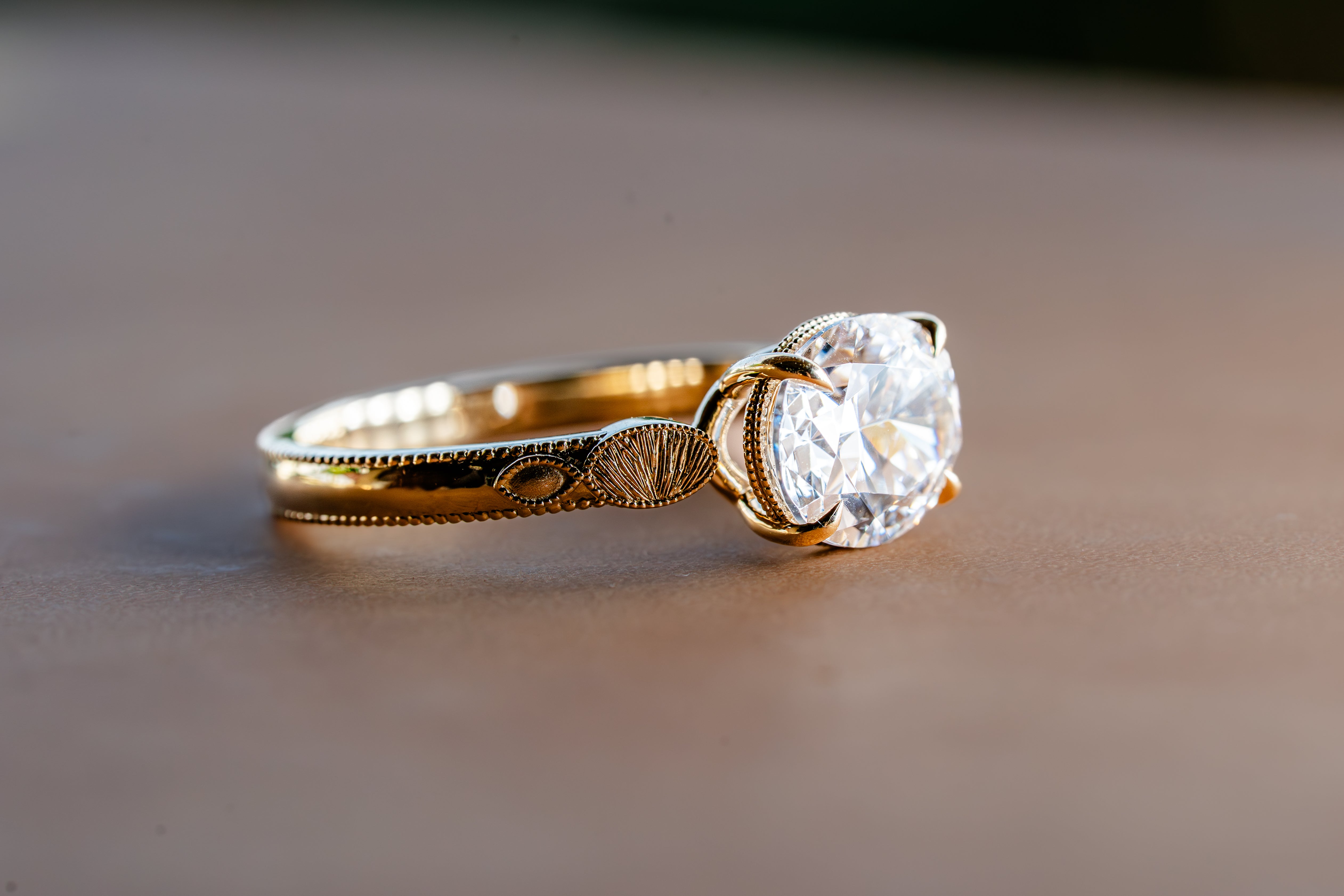 Custom Engraved Island Inspired Engagement Ring