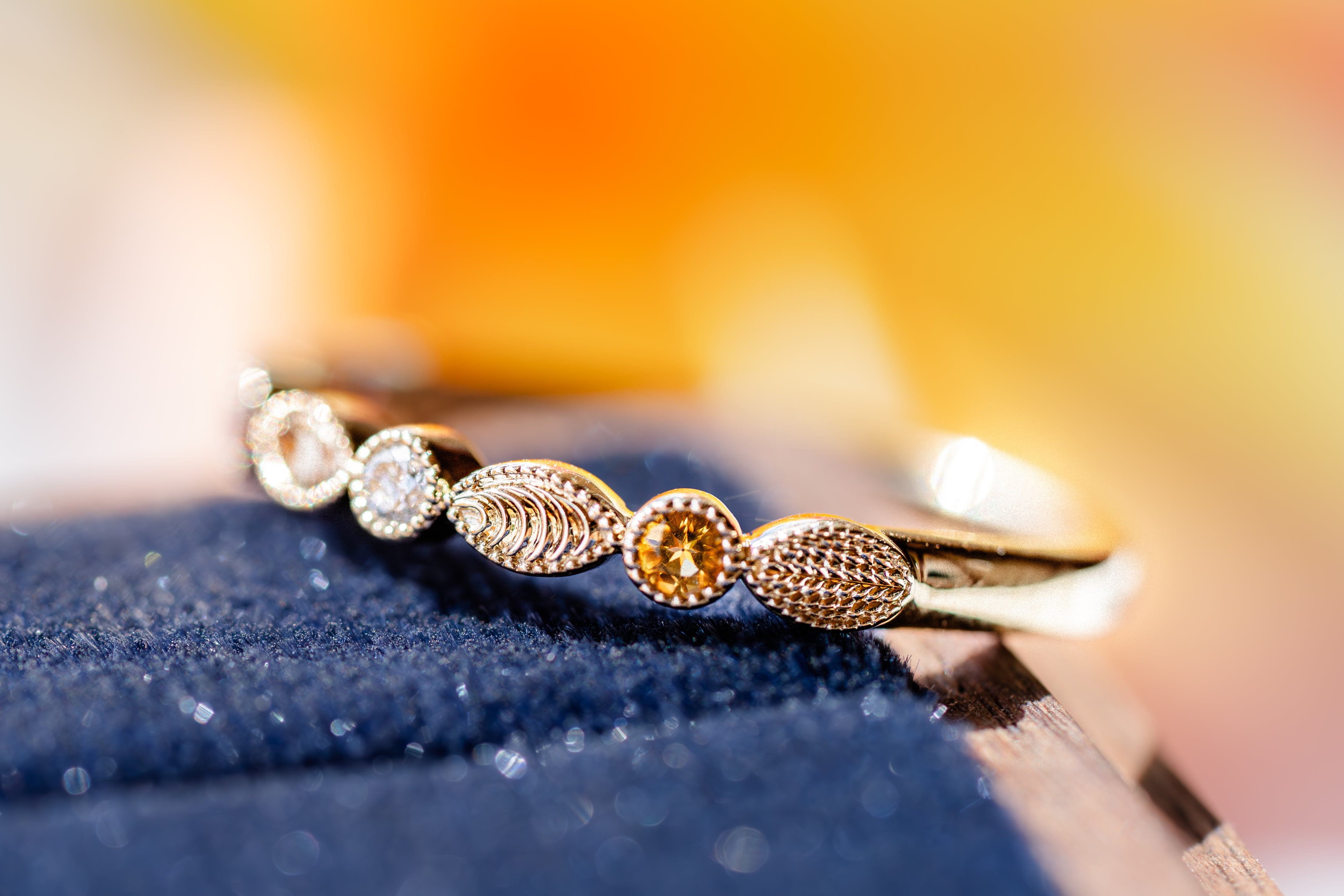Custom Birthstone, Sun & Wave Inspired Wedding Band