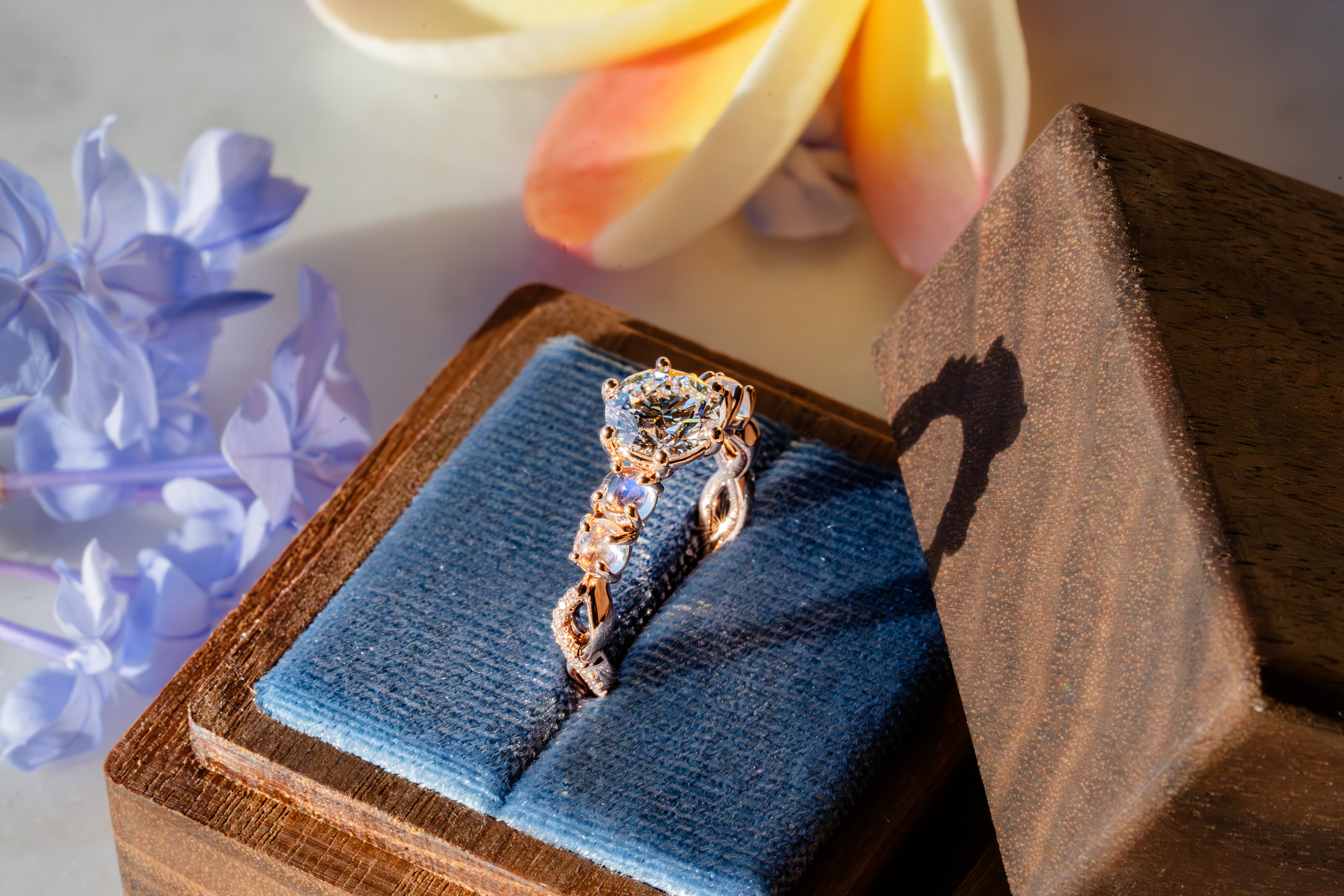 Custom Moonstone Engagement Ring