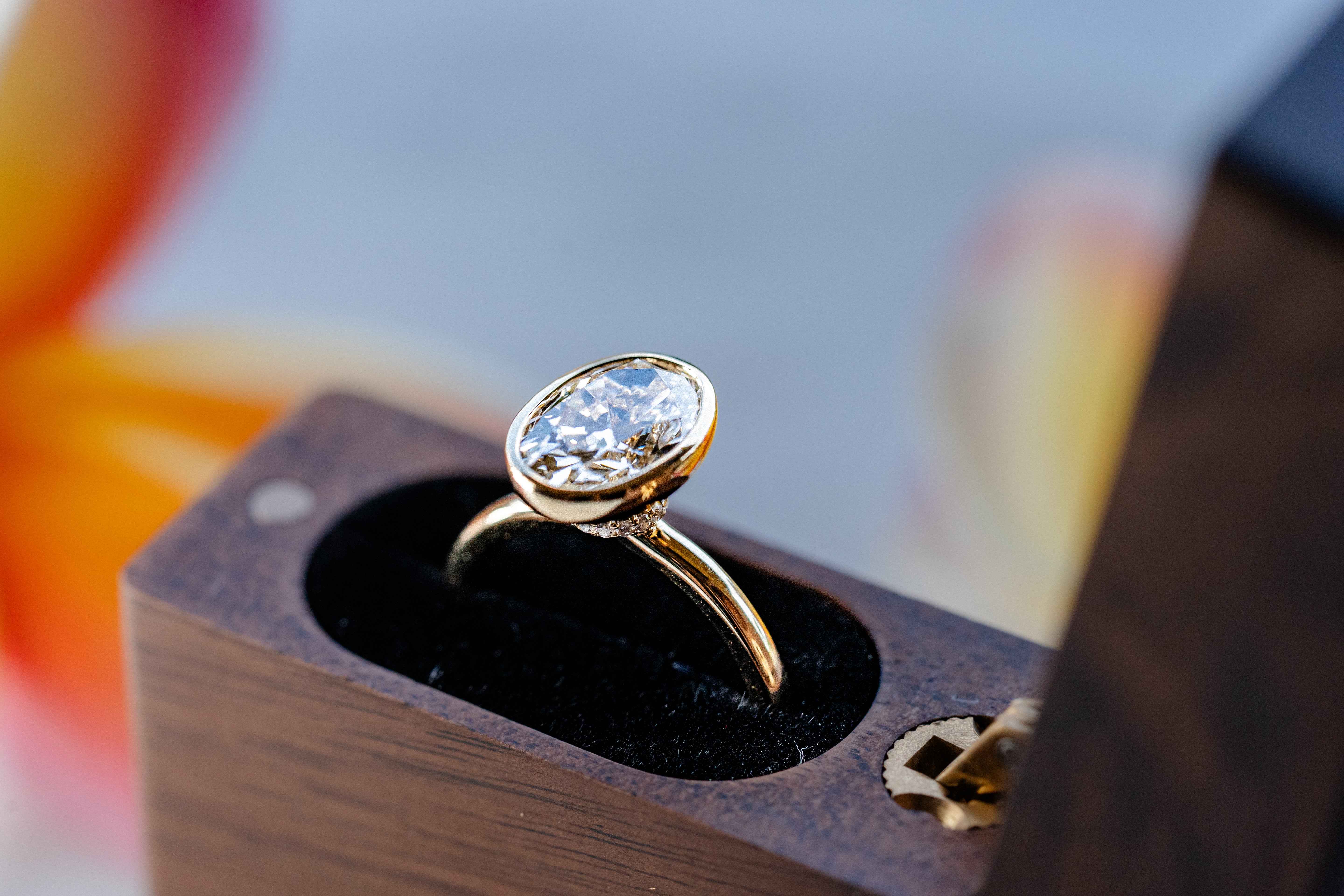 Custom Diamond Collar Bezel Set Engagement Ring