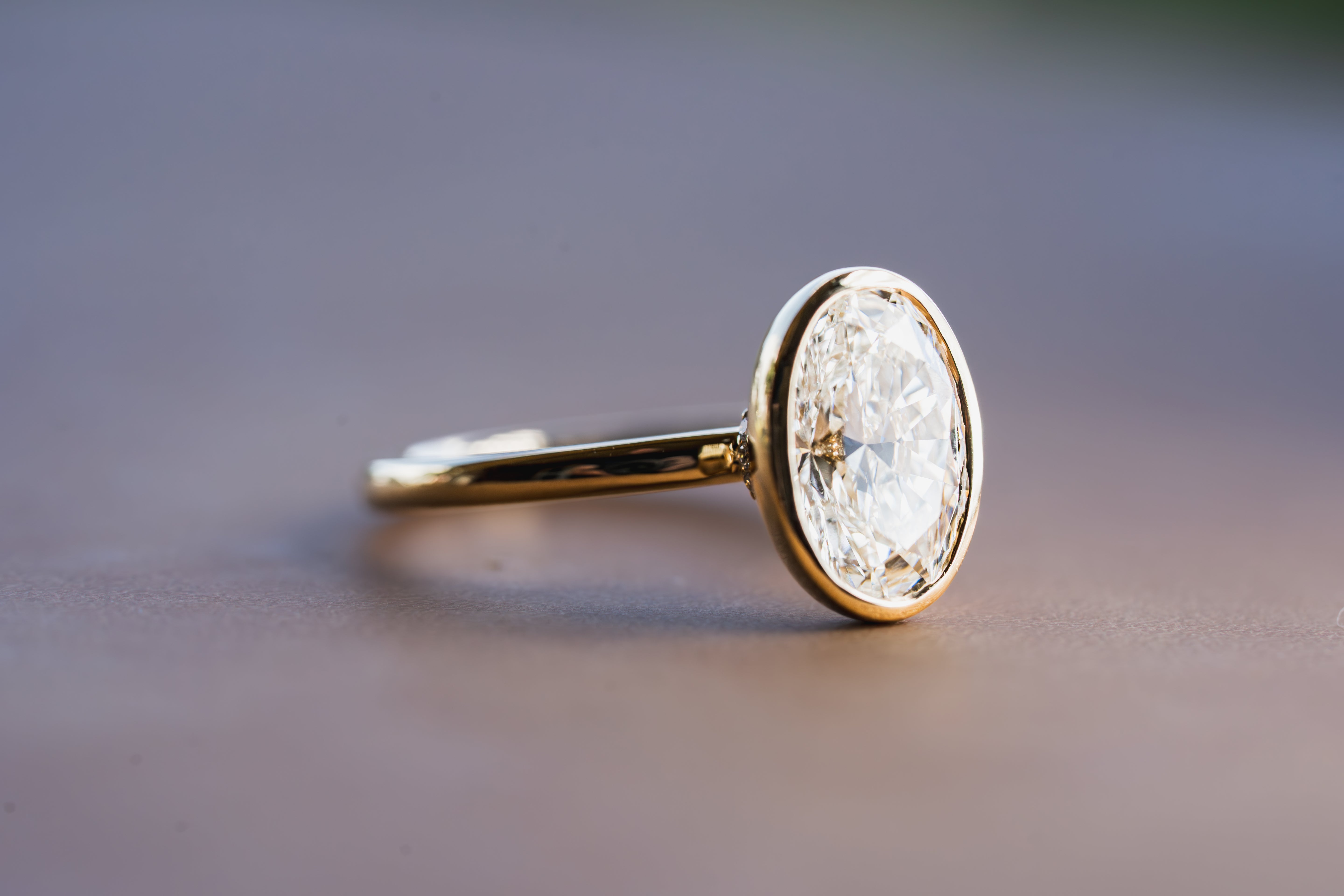 Custom Diamond Collar Bezel Set Engagement Ring