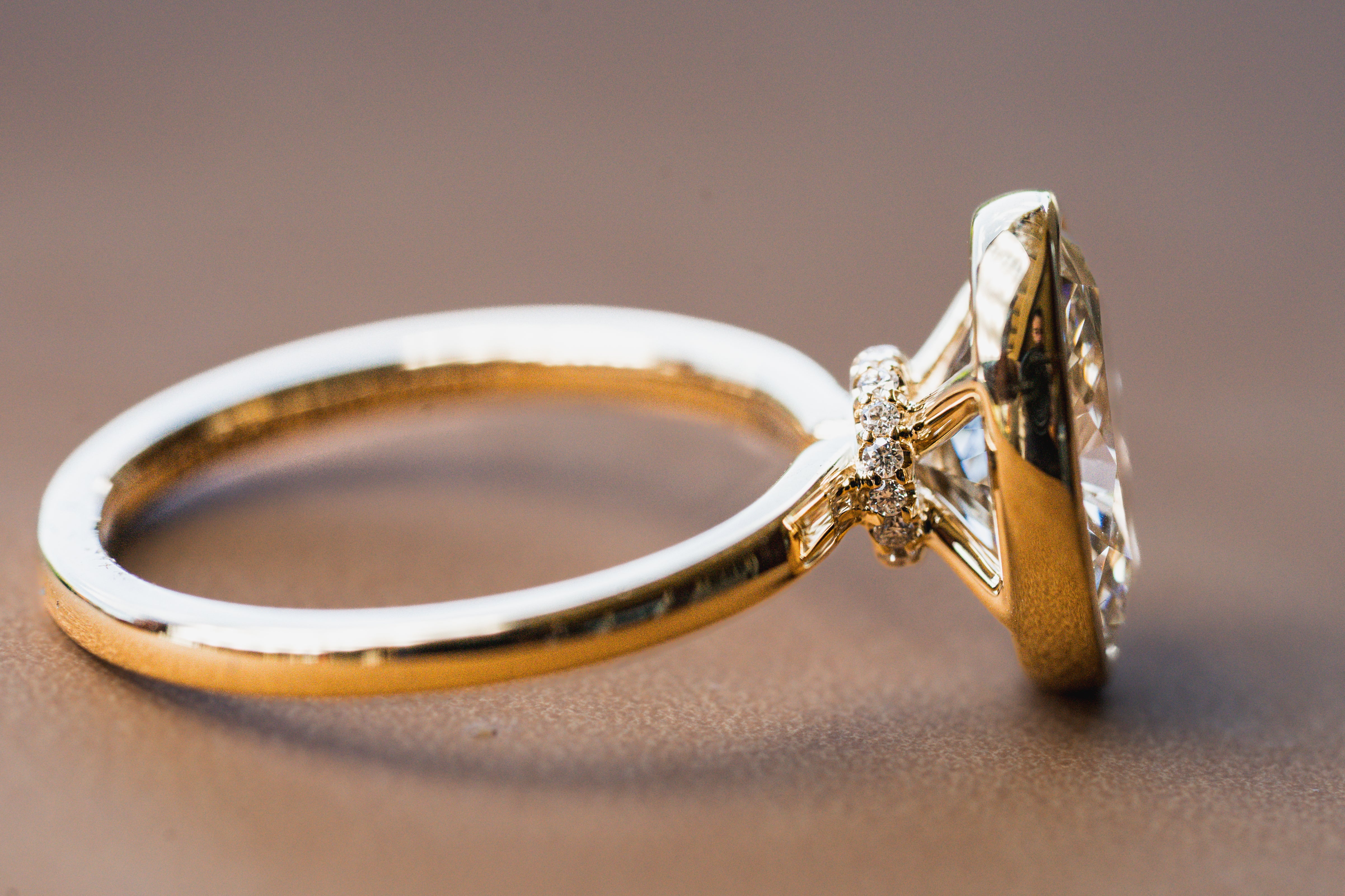 Custom Diamond Collar Bezel Set Engagement Ring