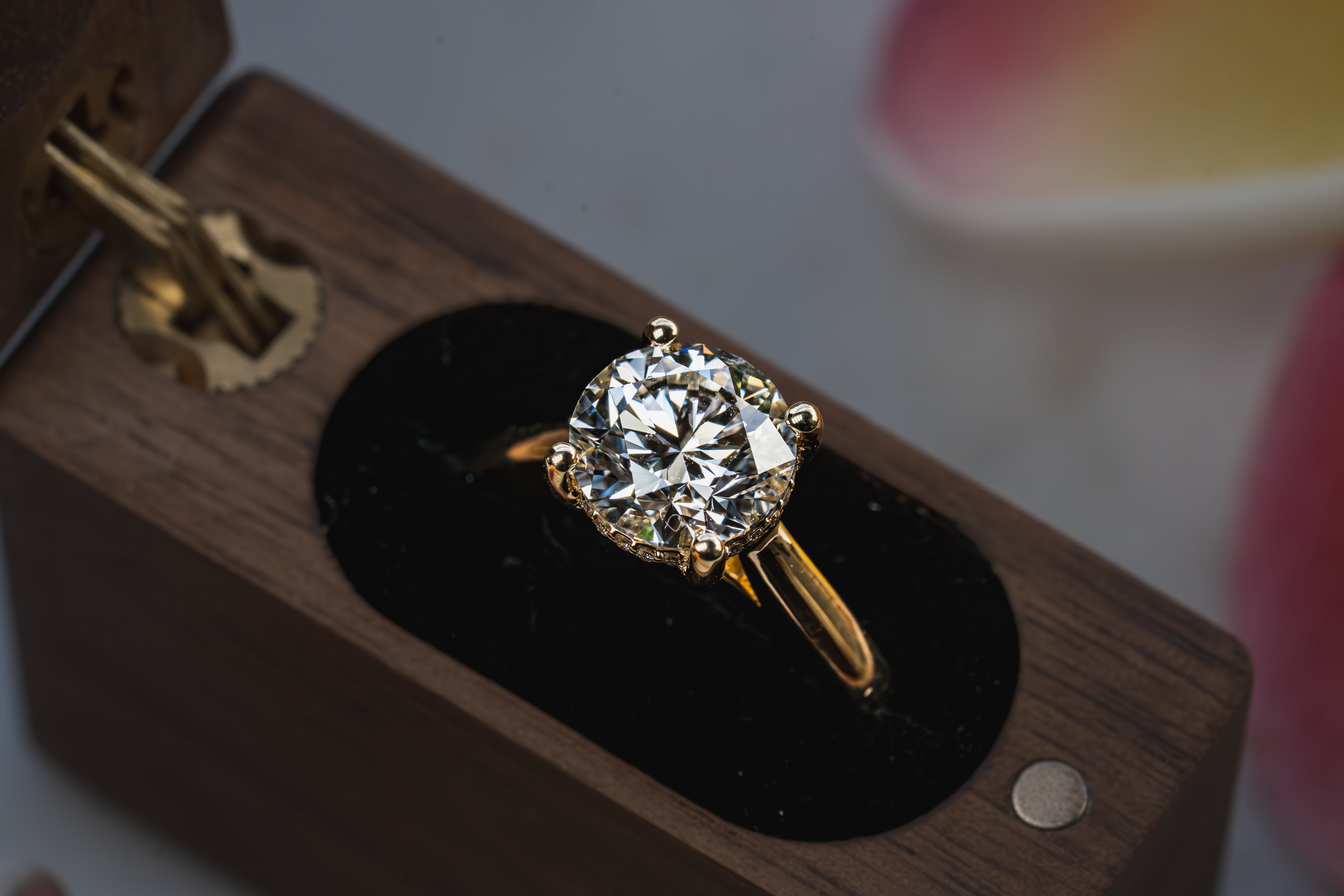 Custom Round Diamond Hidden Halo Engagement Ring