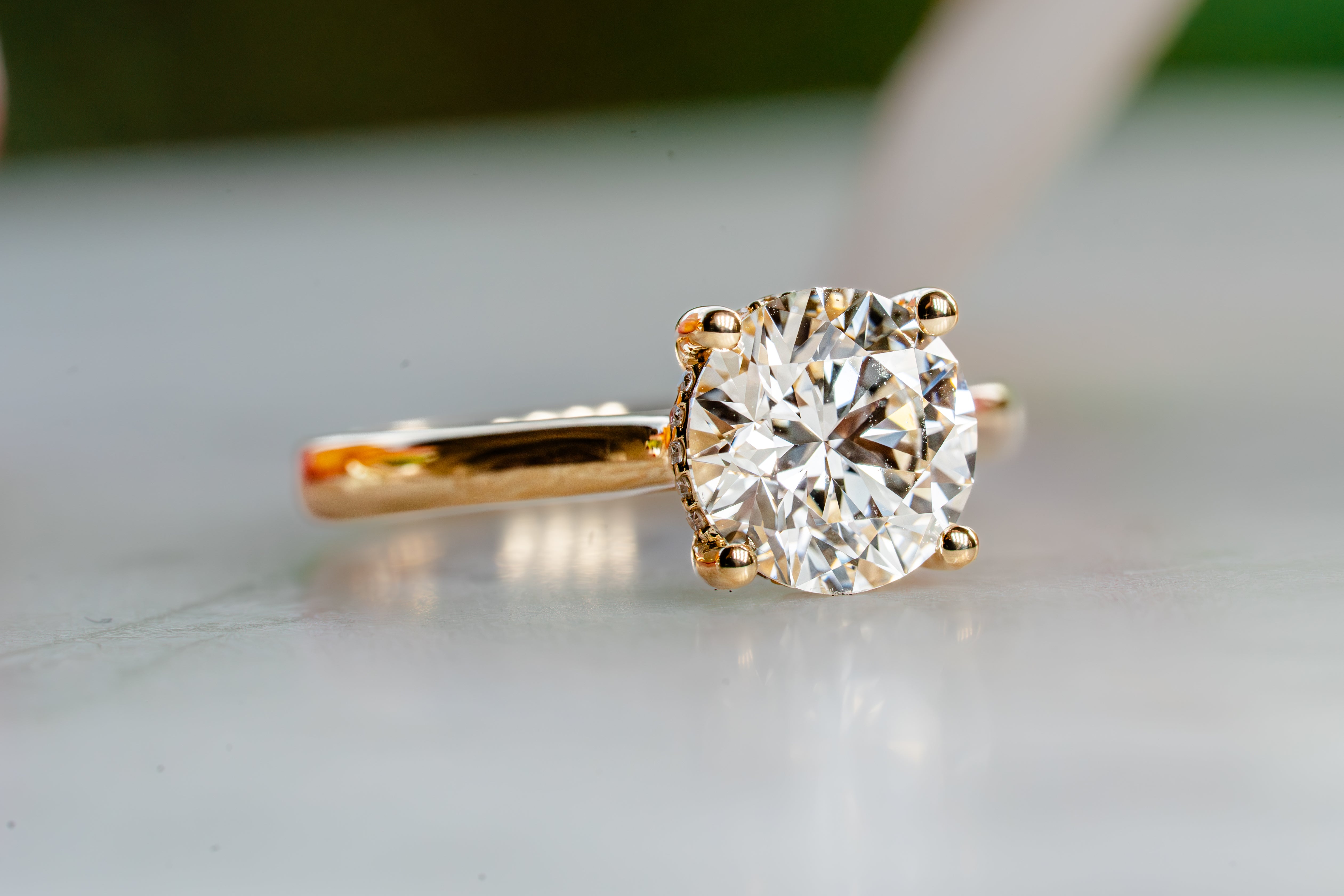 Custom Round Diamond Hidden Halo Engagement Ring