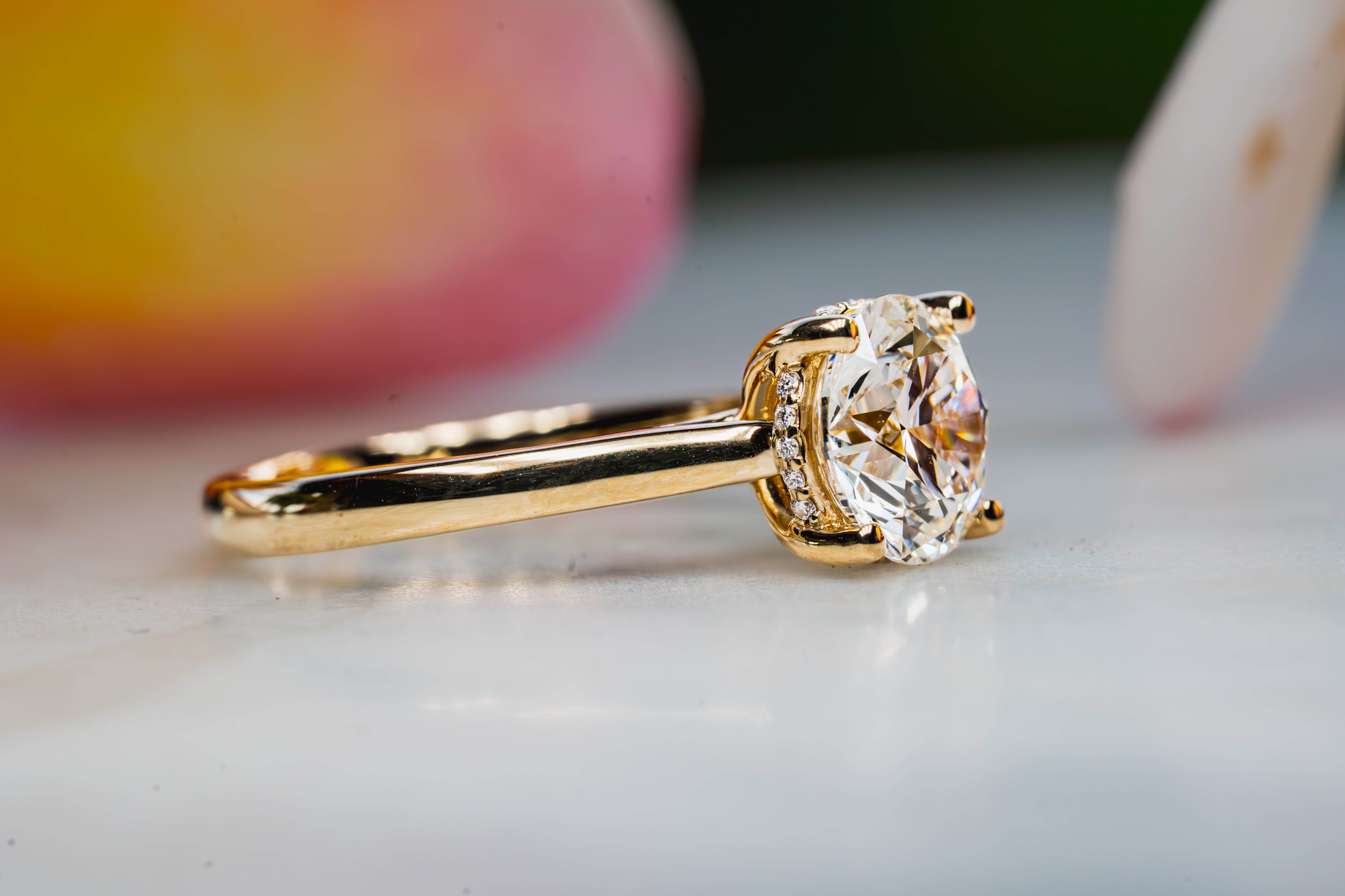Custom Round Diamond Hidden Halo Engagement Ring