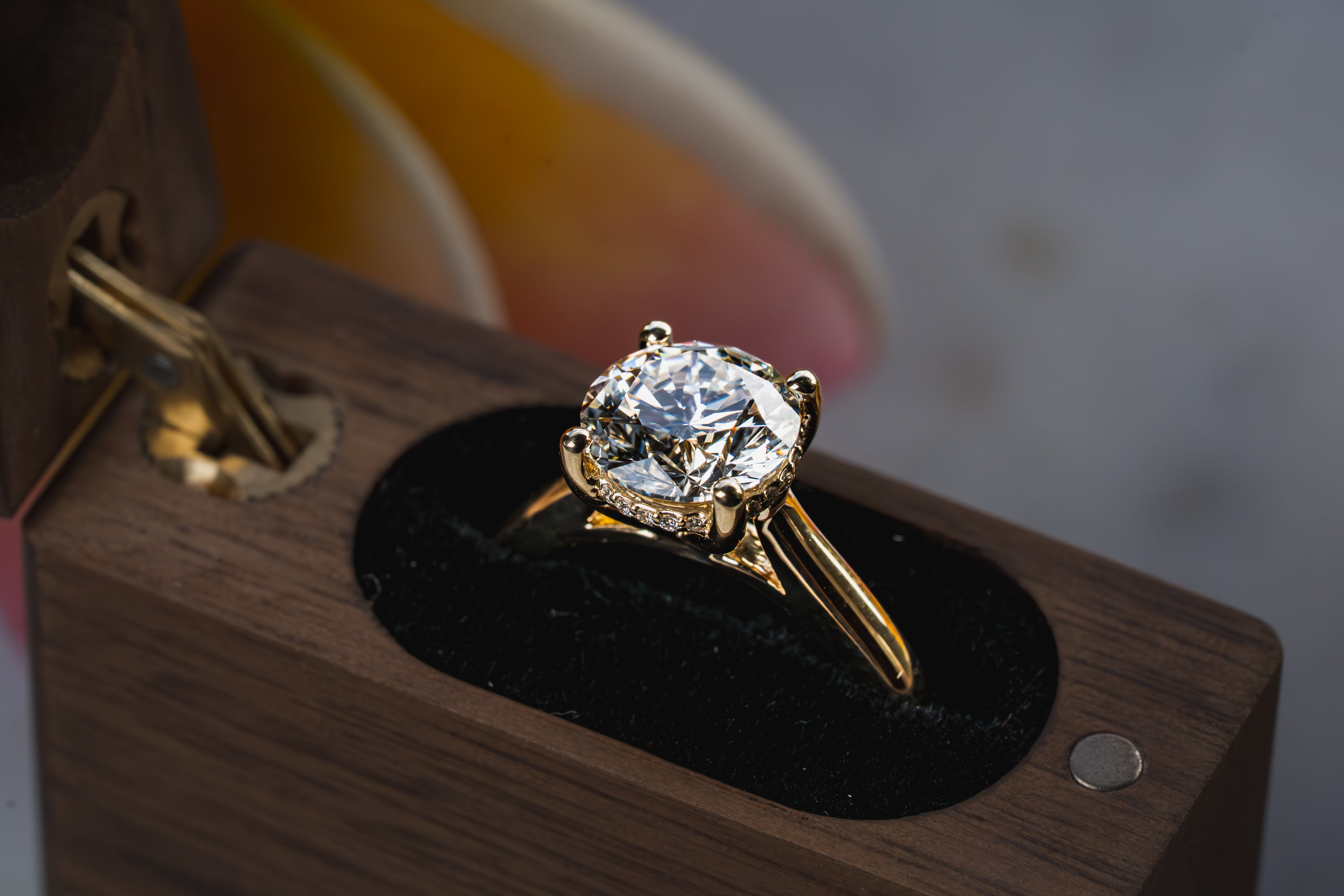 Custom Round Diamond Hidden Halo Engagement Ring