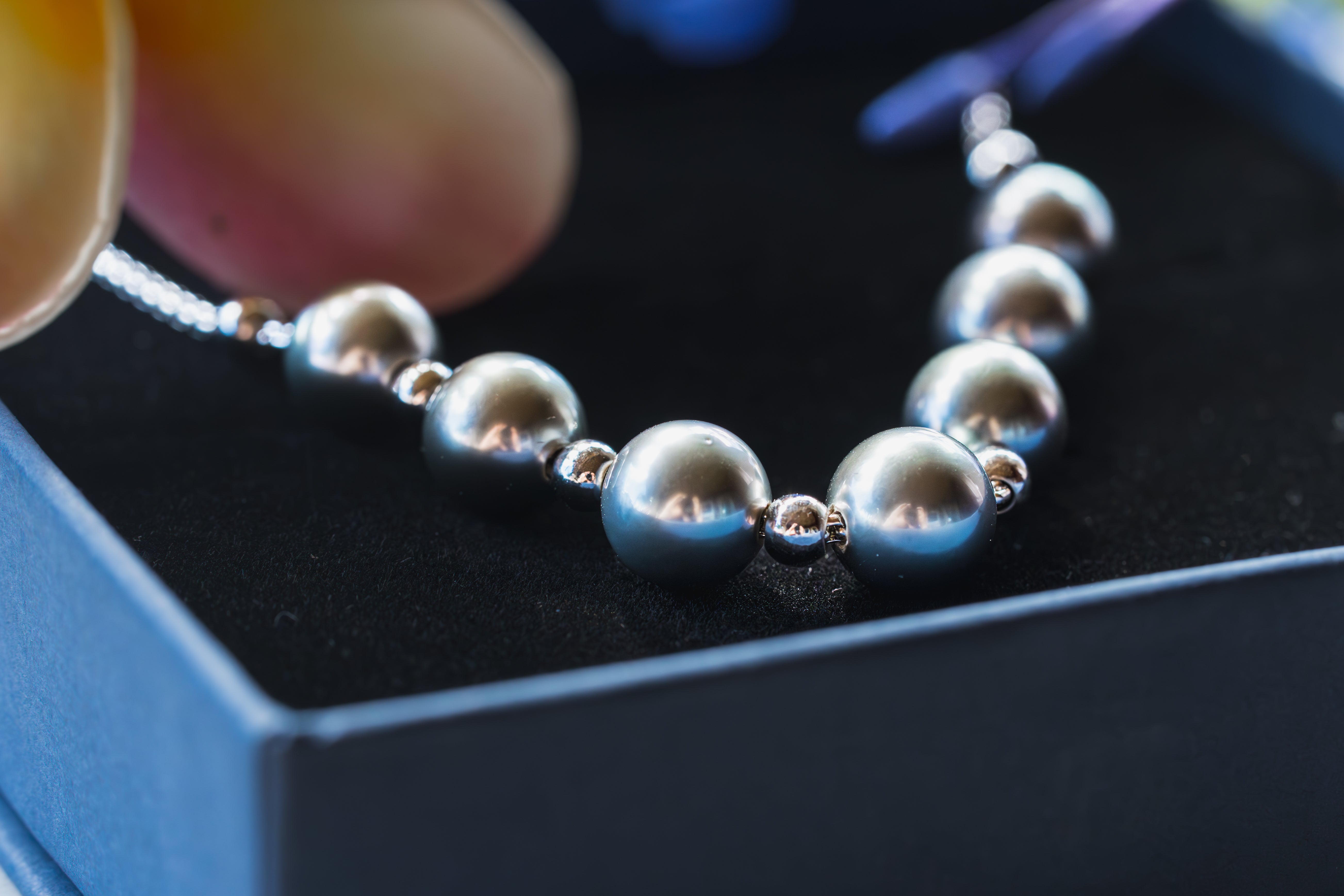 Custom Large Tahitian Pearl & White Gold Strand