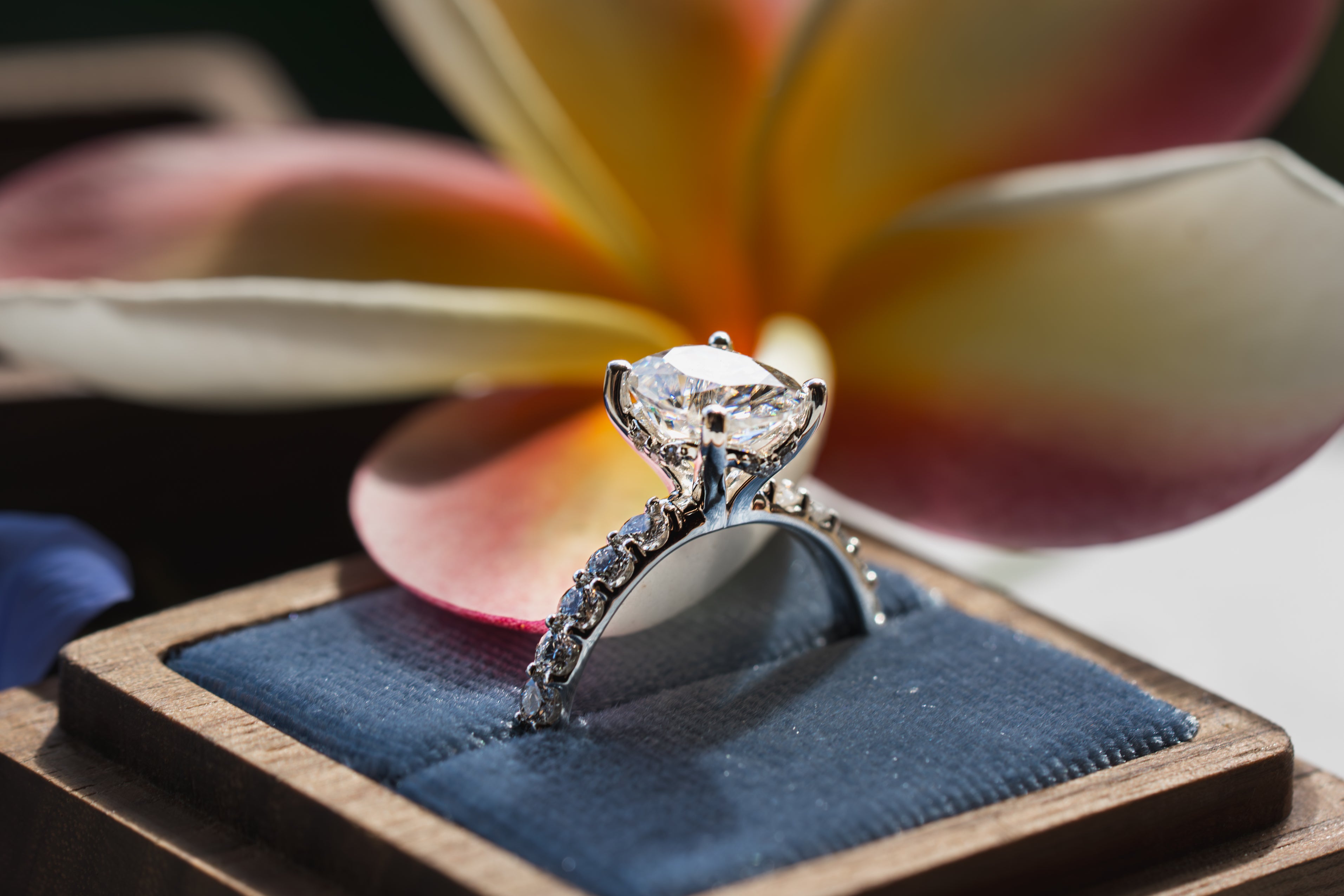 Custom Oval Accented Diamond Engagement Ring