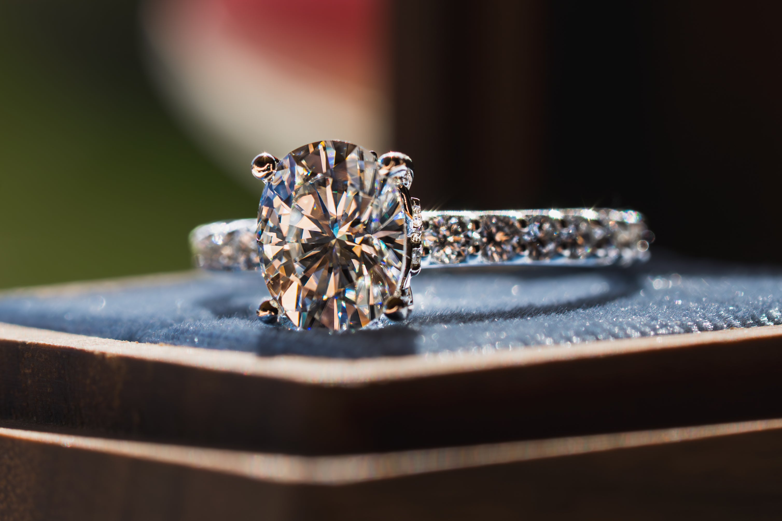 Custom Oval Accented Diamond Engagement Ring