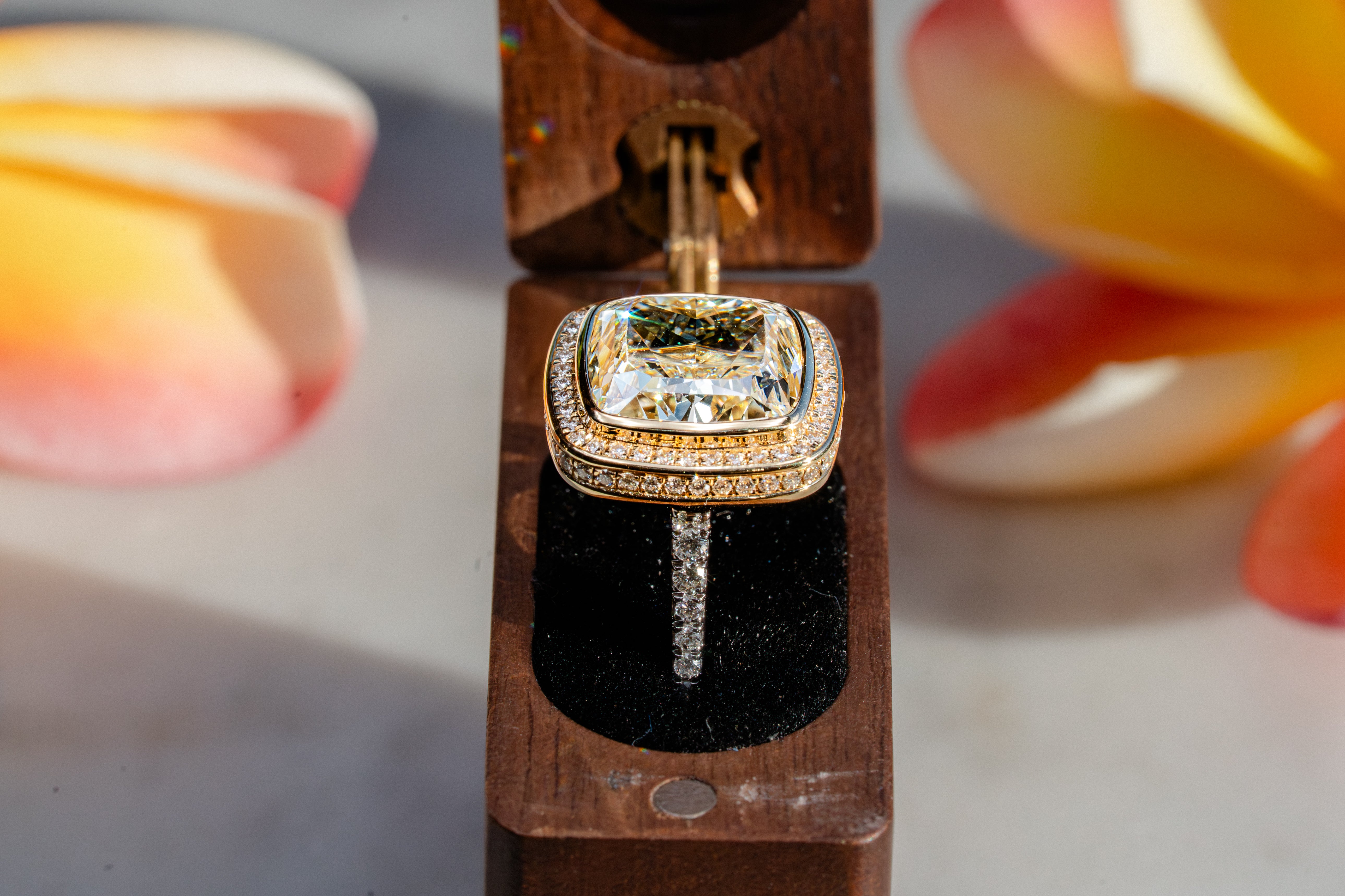 Custom 7ct Natural Cushion Cut Yellow Diamond Statement Ring