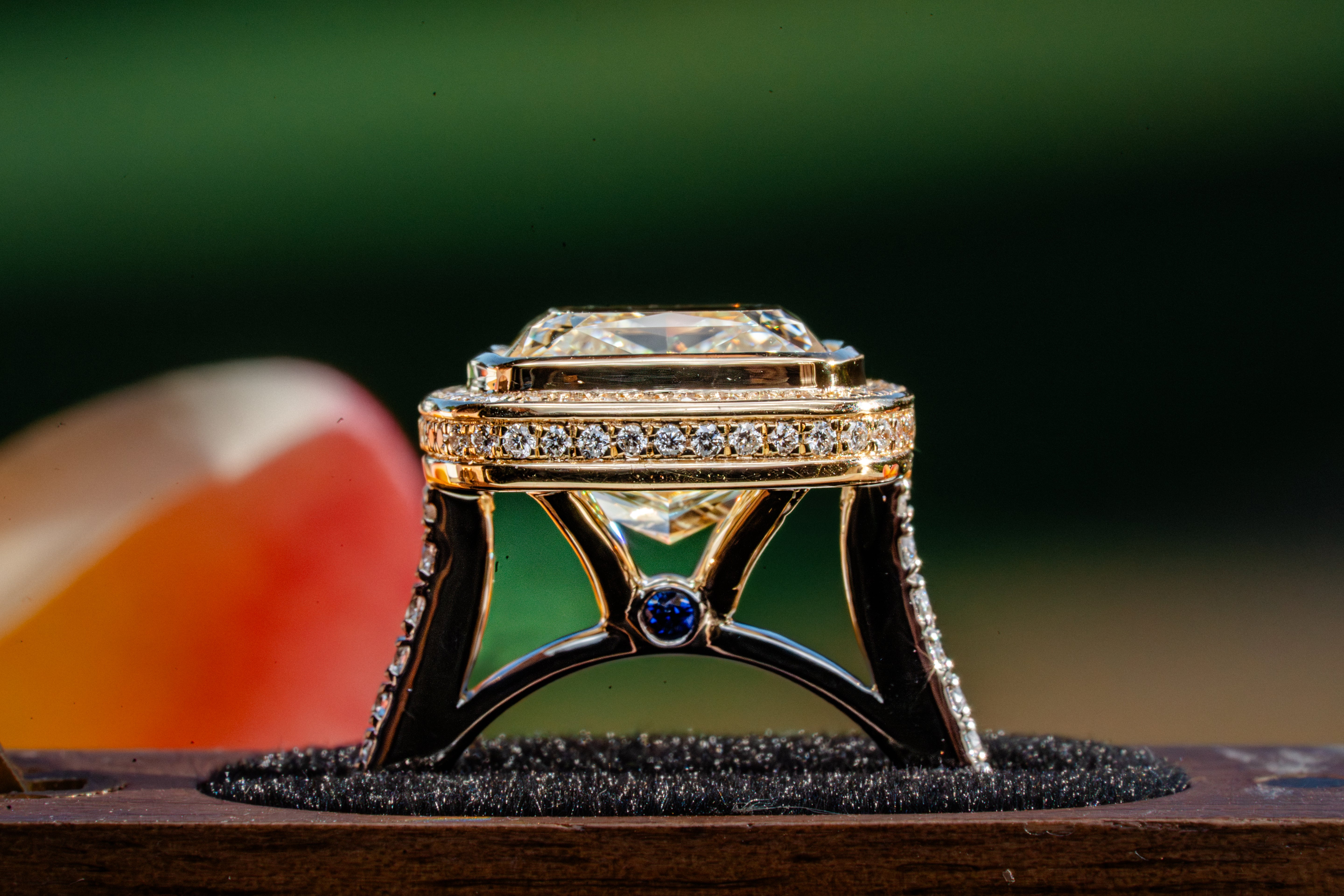 Custom 7ct Natural Cushion Cut Yellow Diamond Statement Ring