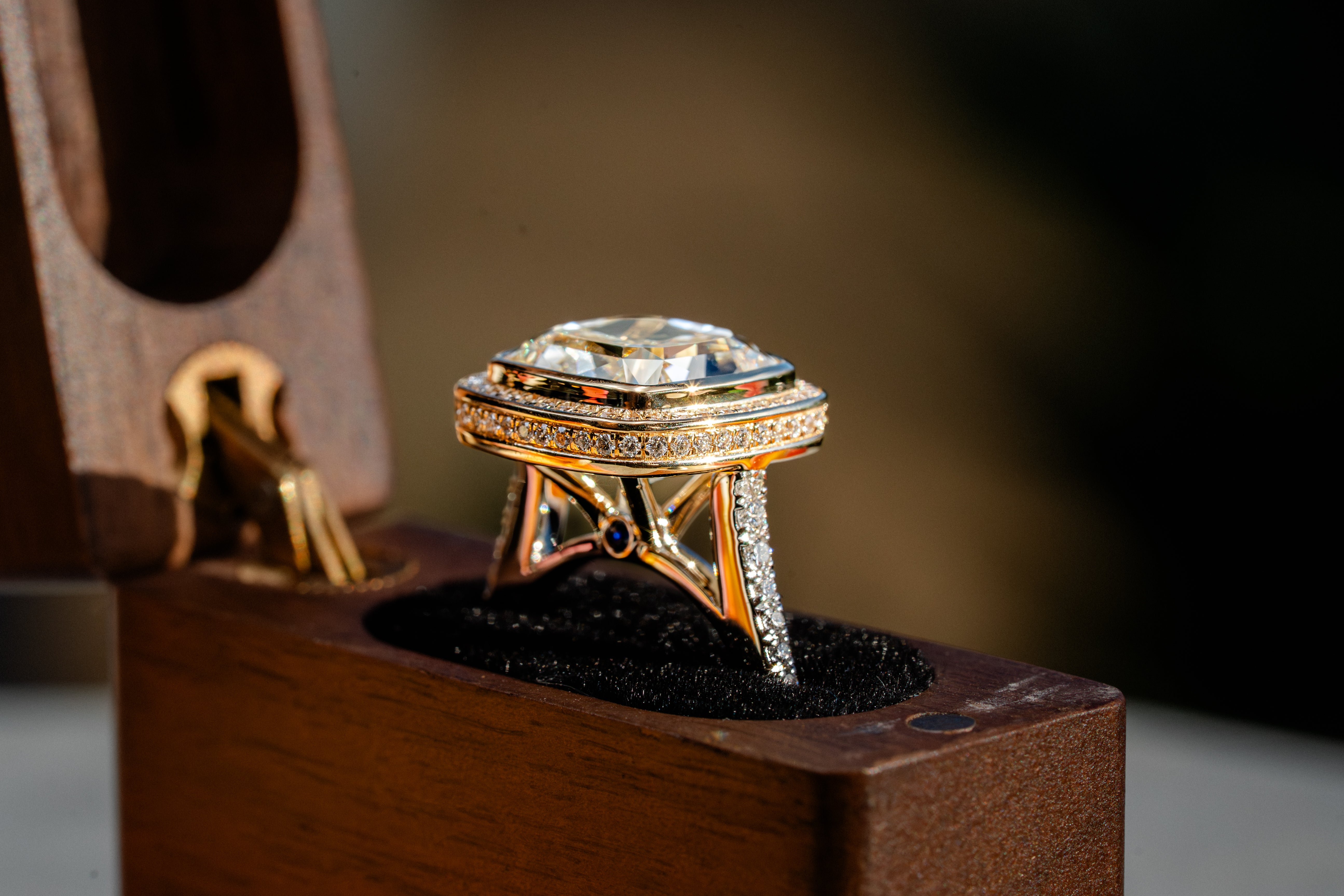 Custom 7ct Natural Cushion Cut Yellow Diamond Statement Ring