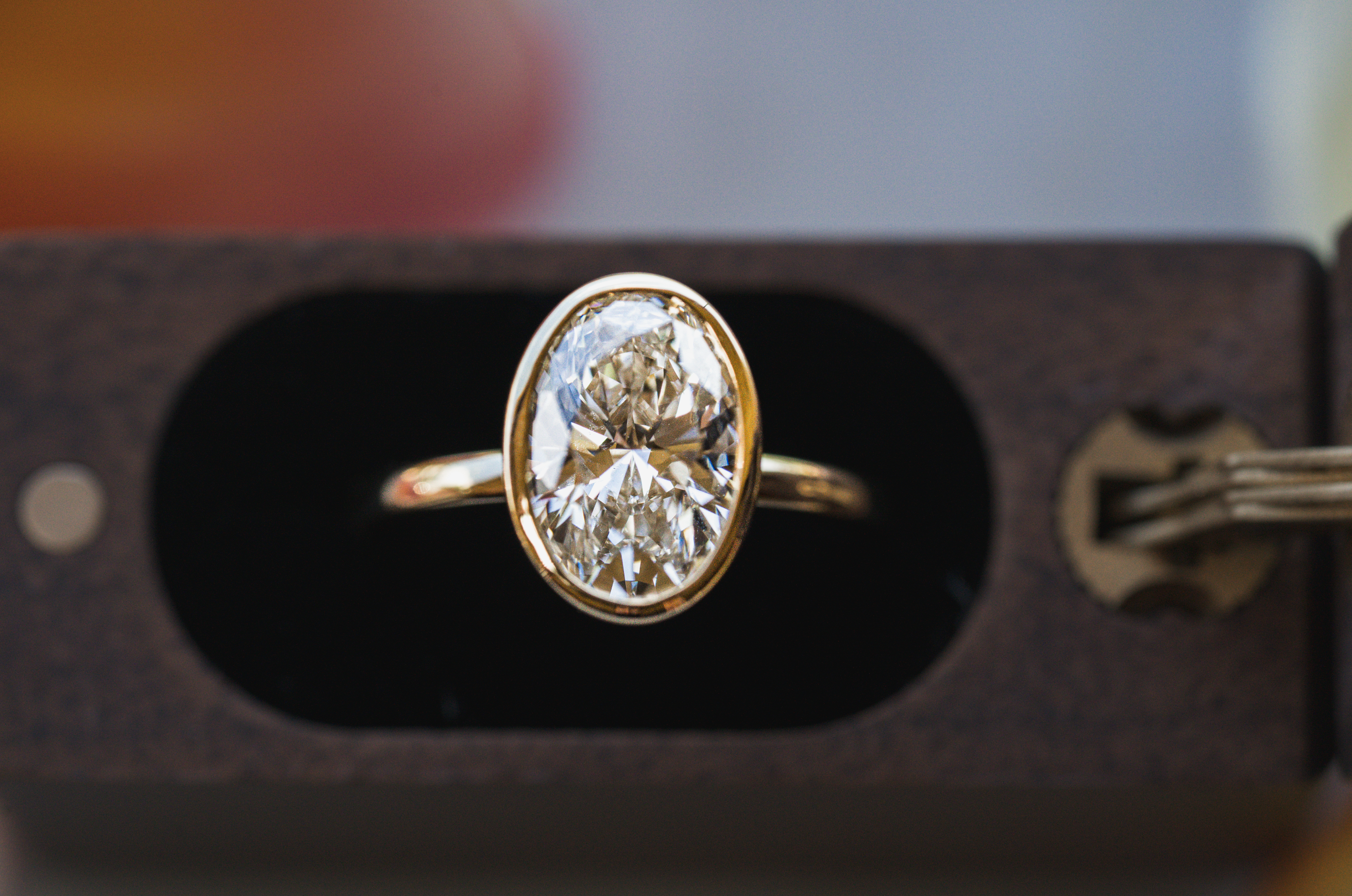 Custom Diamond Collar Bezel Set Engagement Ring