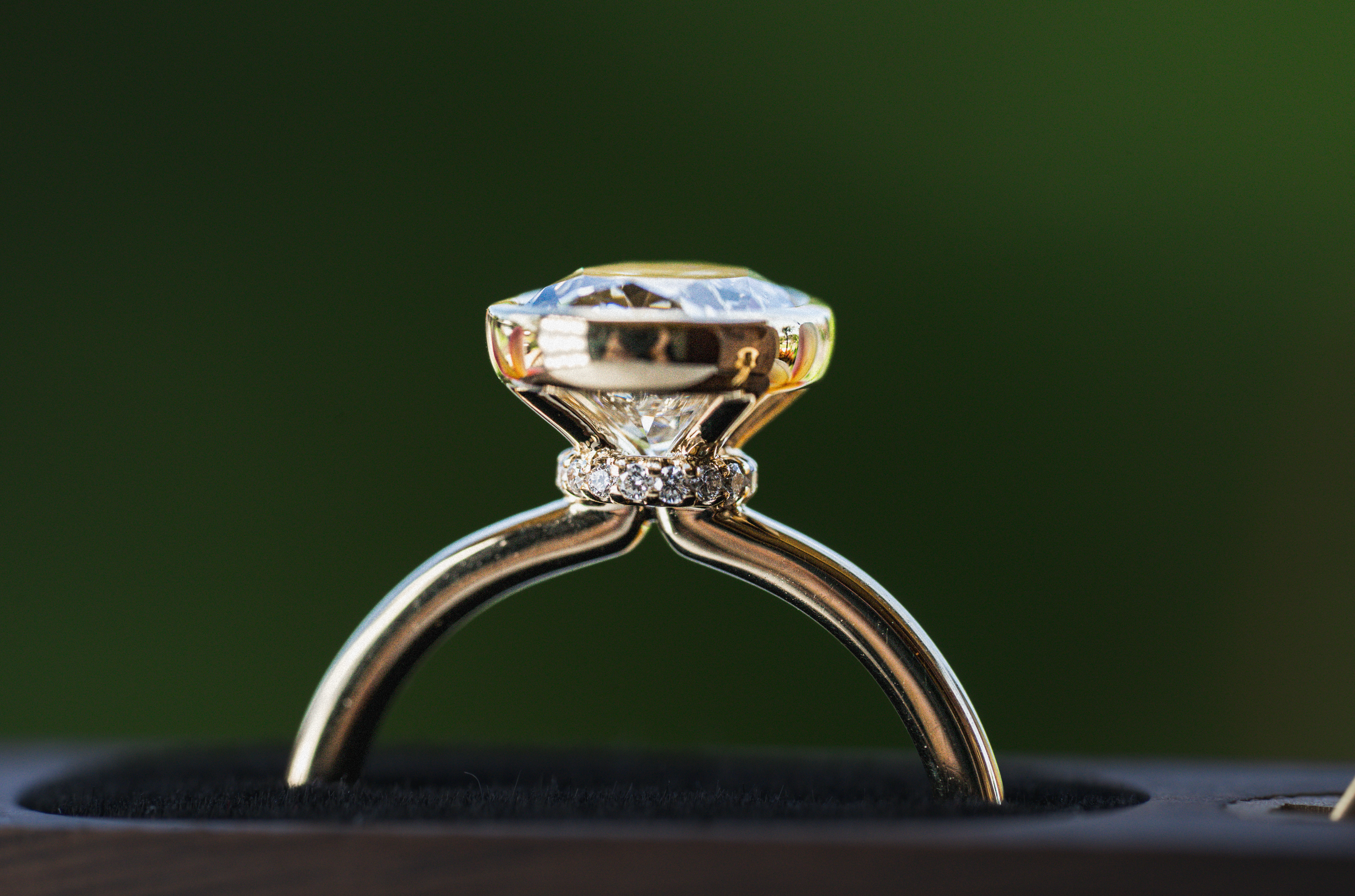 Custom Diamond Collar Bezel Set Engagement Ring